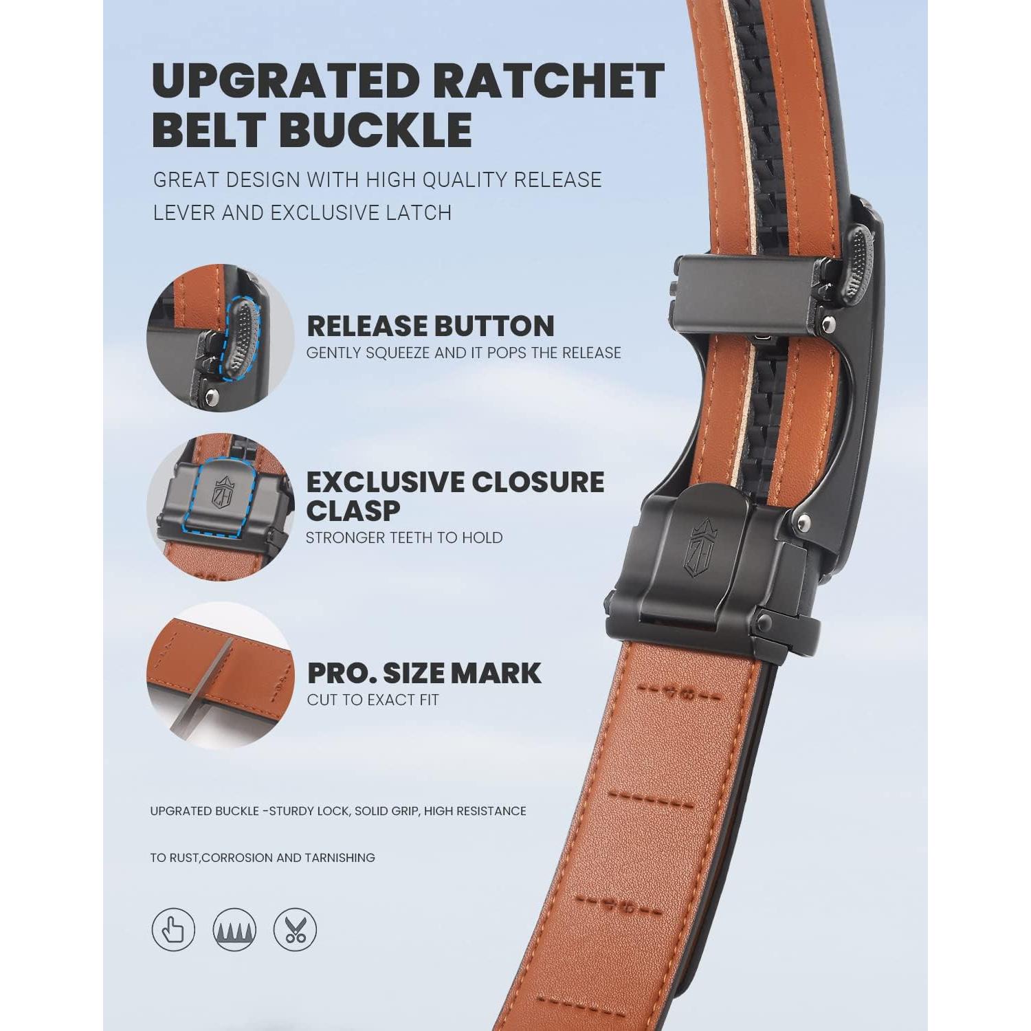 Cinturón Zitahli para hombres de cuero premium 3,49 cm