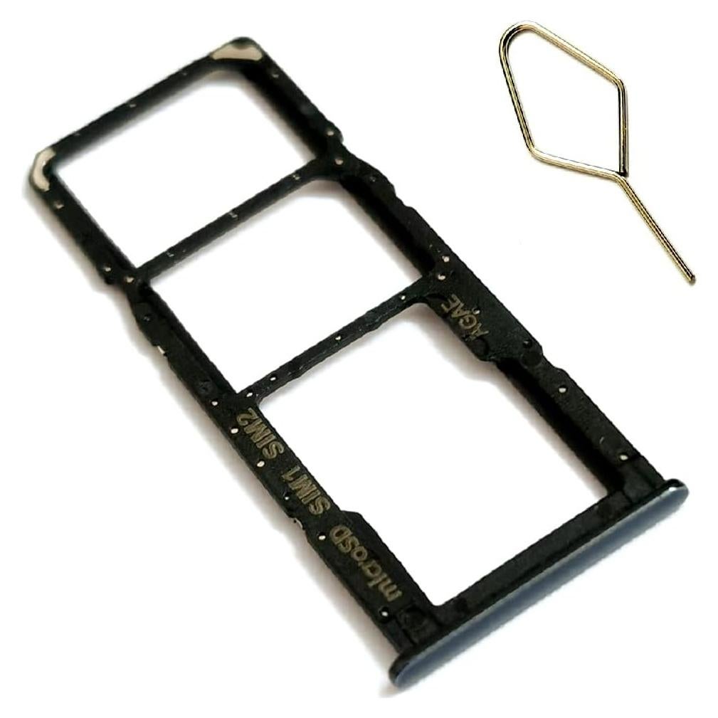 YESUN Dual Sim Card Tray and Micro SD Holder Slot Socket for Samsung Galaxy A71 SM-A715F N715U 4G LTE with Sim Card Open Eject Pin Part (Black)