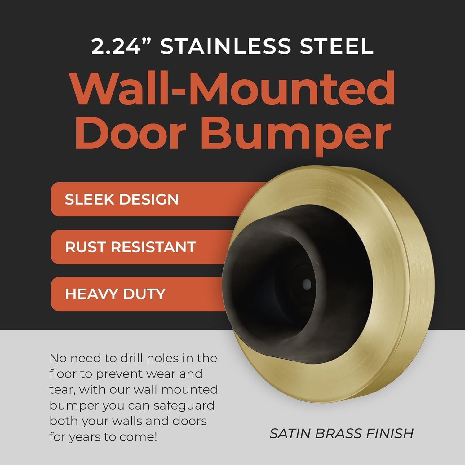 Tope de puerta redondo NYCO de acero inoxidable montado en pared