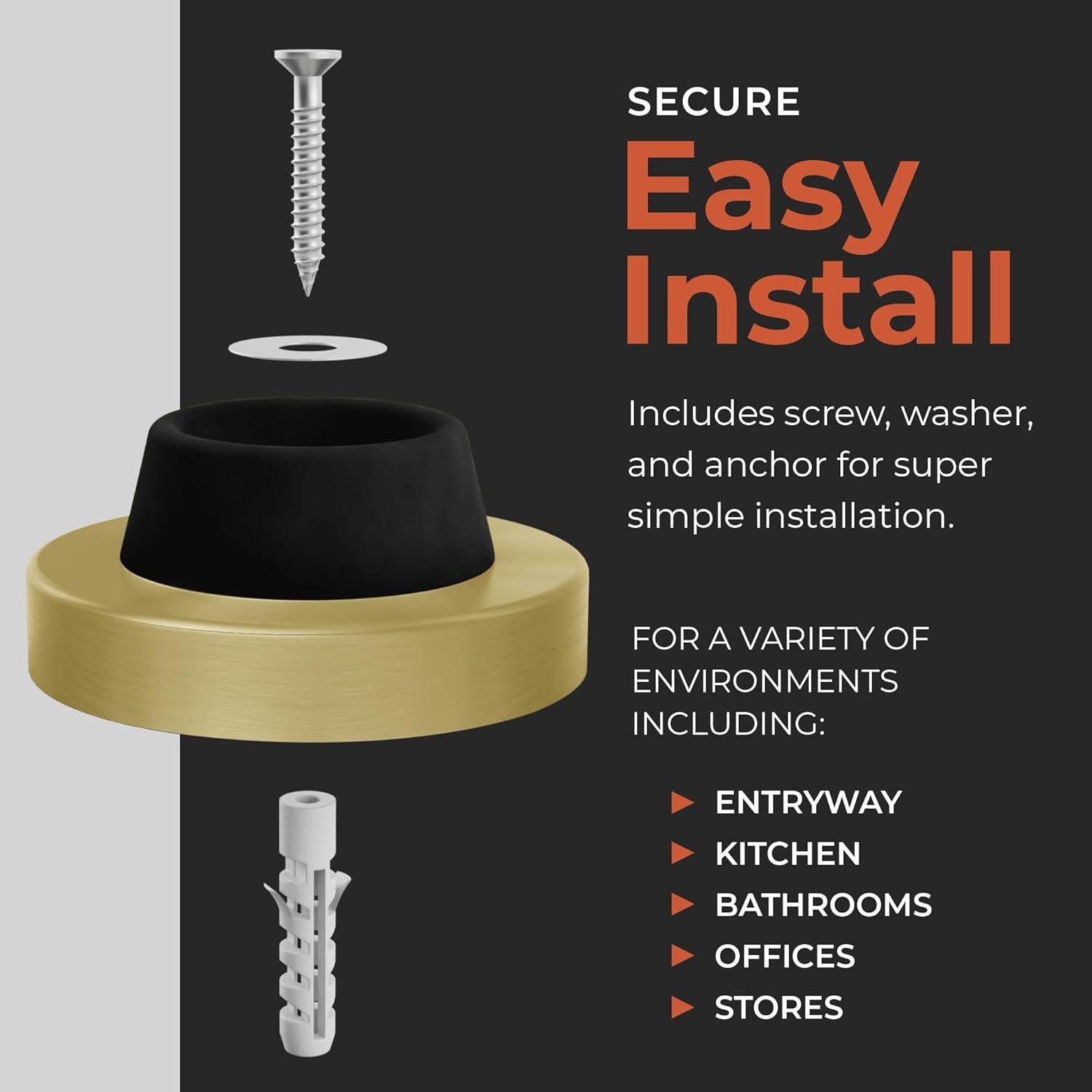 Tope de puerta redondo NYCO de acero inoxidable montado en pared