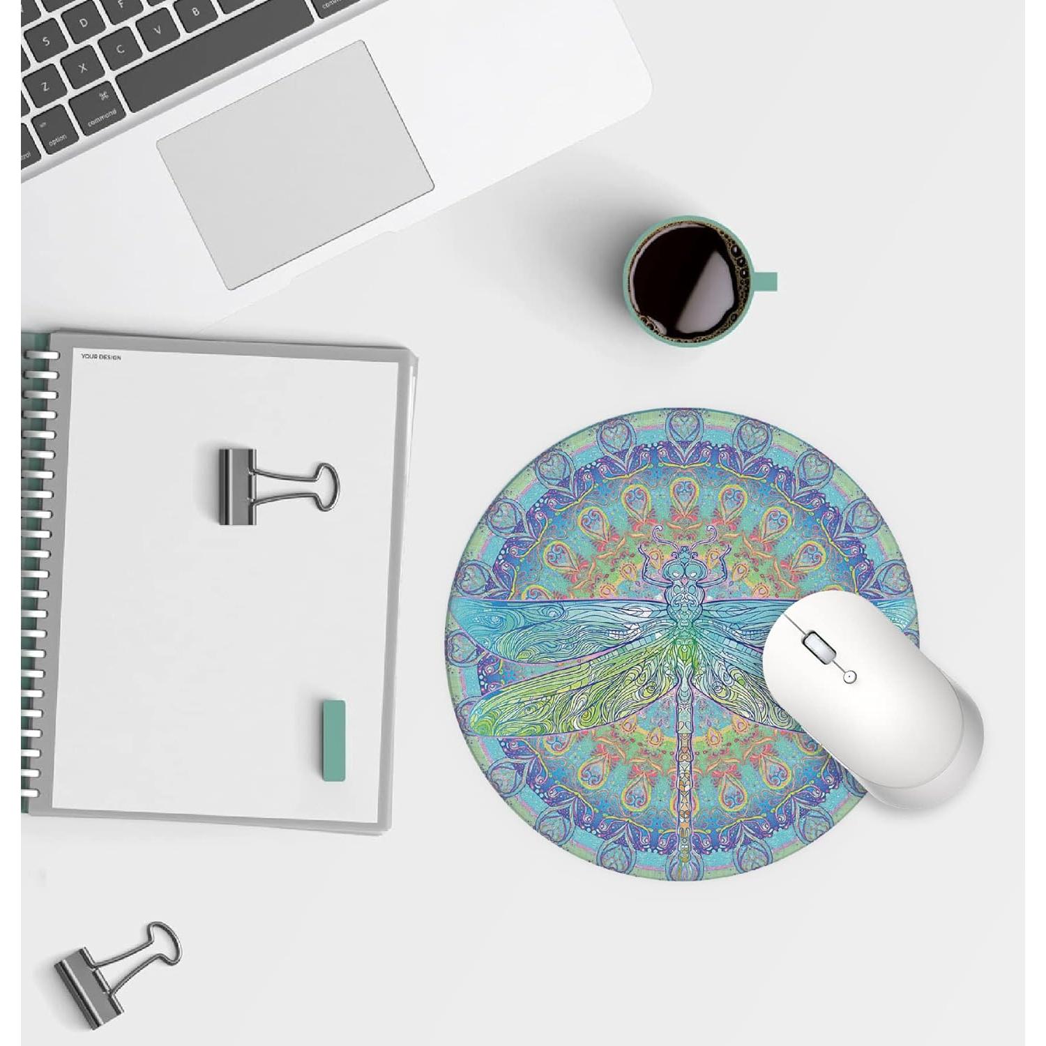 Almohadilla de Ratón QIYUHOY 20x20 cm Mandala Azul Antideslizante
