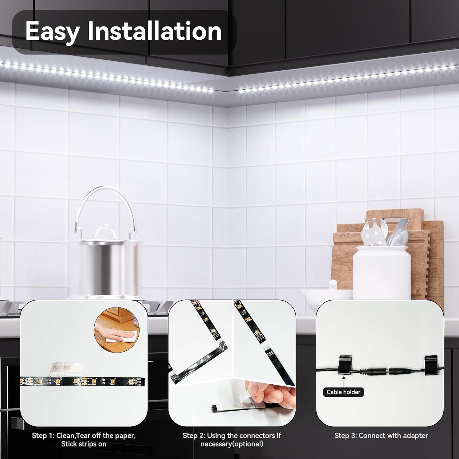 Kit de Iluminación LED Bajo Gabinete WOBANE 2m 1200lm 6000K