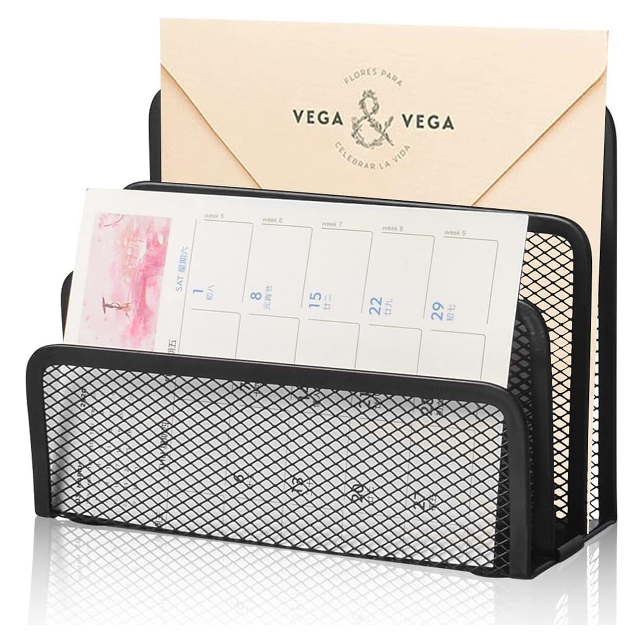 Organizador de correo de escritorio wishacc metal negro 3 secciones