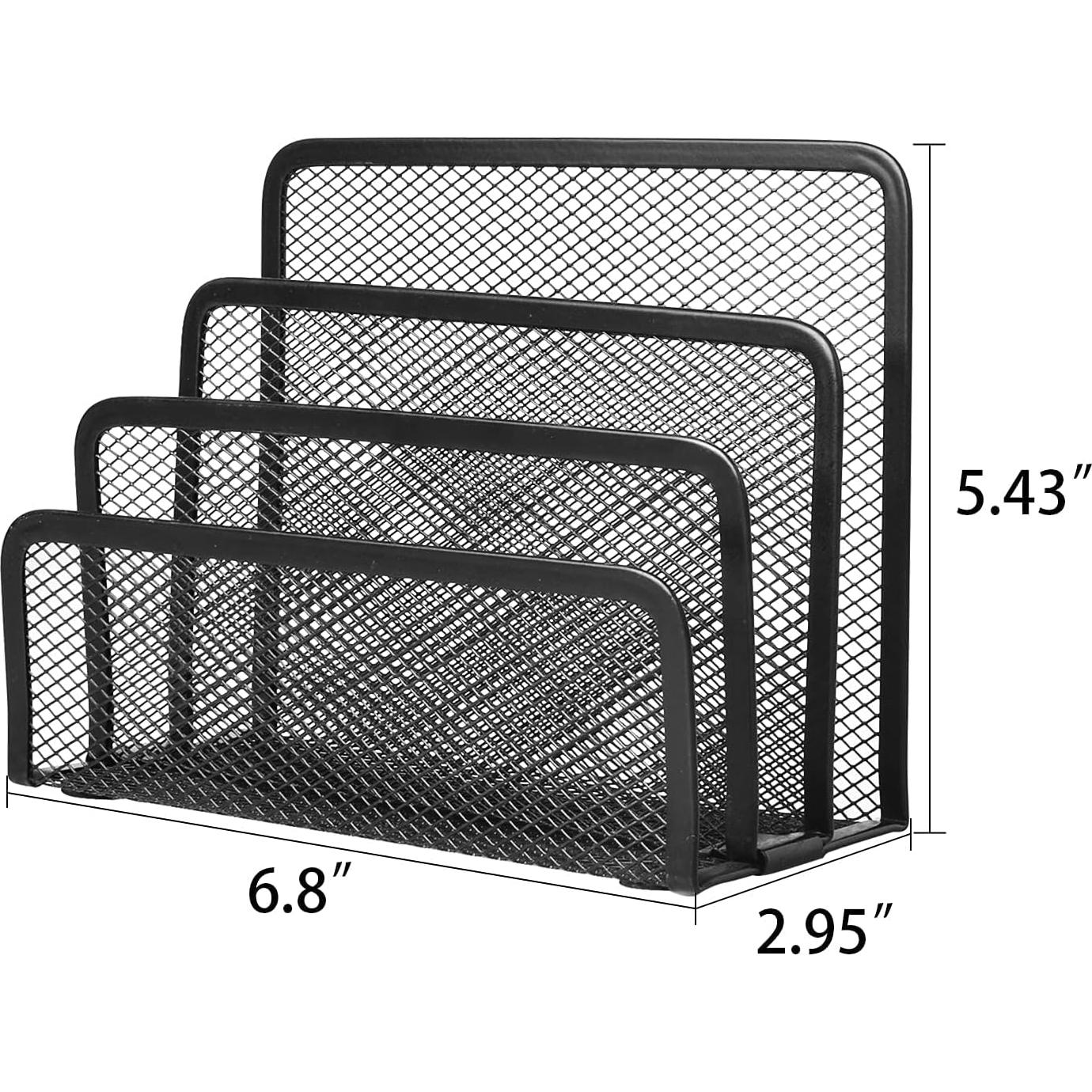 Organizador de correo de escritorio wishacc metal negro 3 secciones