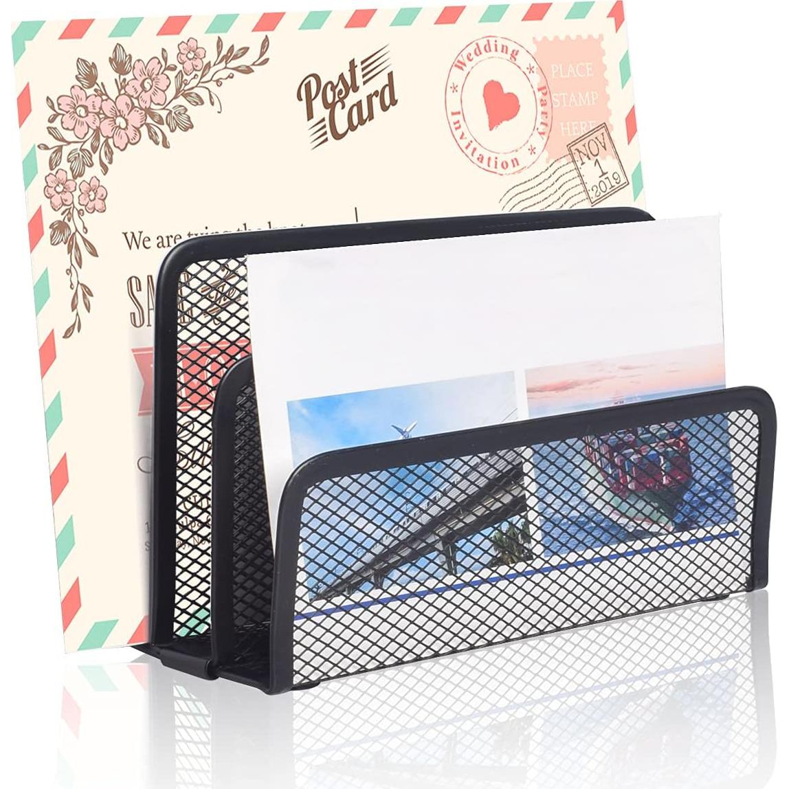 Organizador de correo de escritorio wishacc metal negro 3 secciones