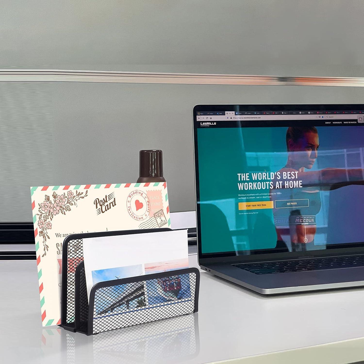 Organizador de correo de escritorio wishacc metal negro 3 secciones