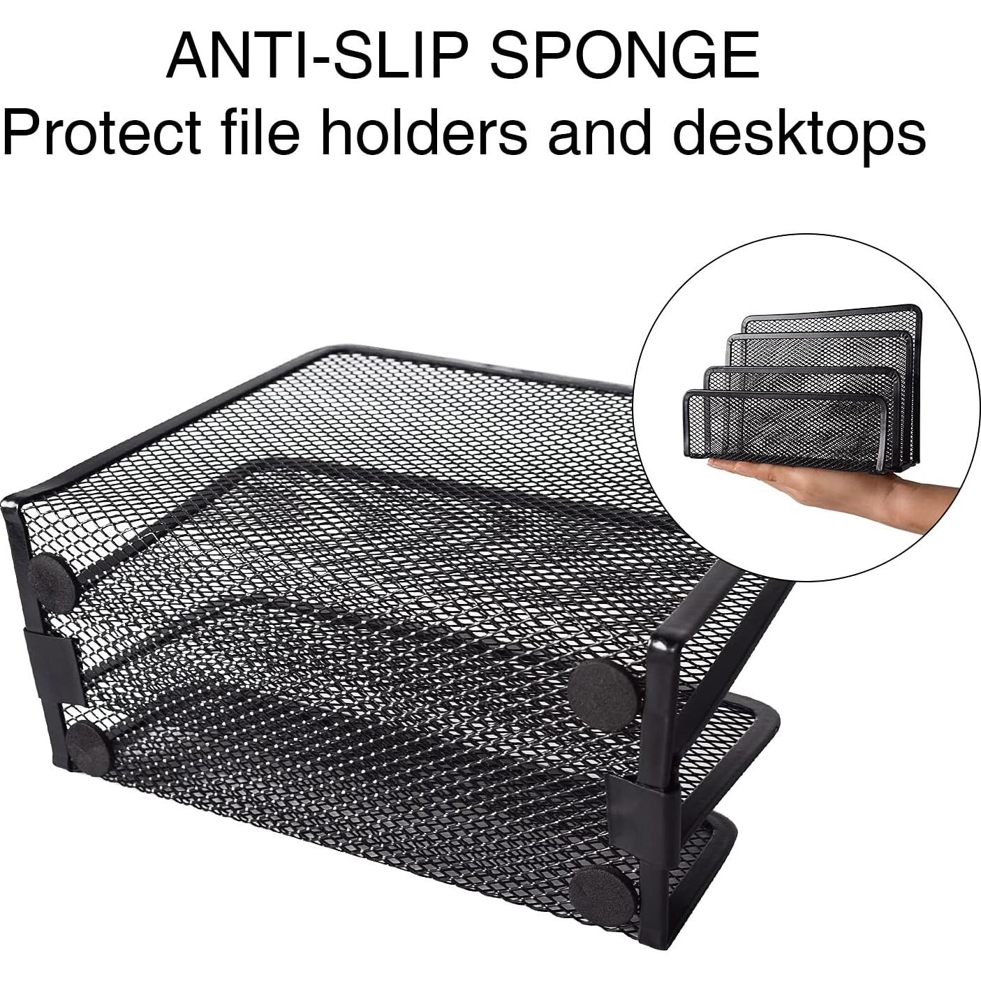 Organizador de correo de escritorio wishacc metal negro 3 secciones