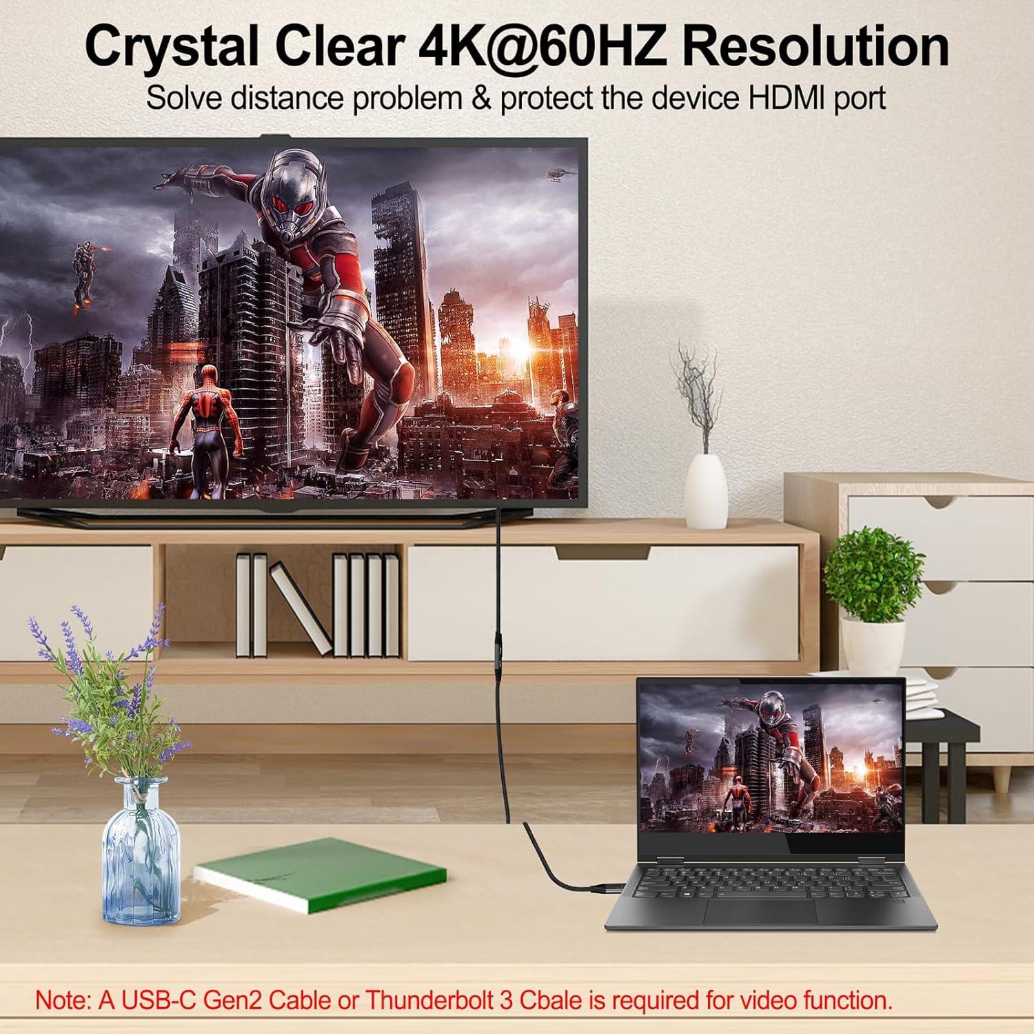 Cable de Extensión USB C 3.2 100W 1FT 4K 60Hz Thsucords