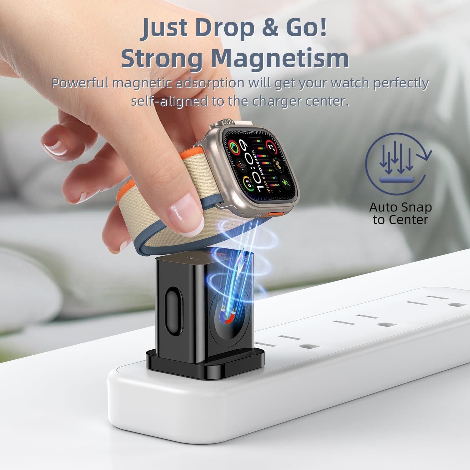 Cargador 3-en-1 HONOT 20W PD para Apple Watch y iPhone Negro