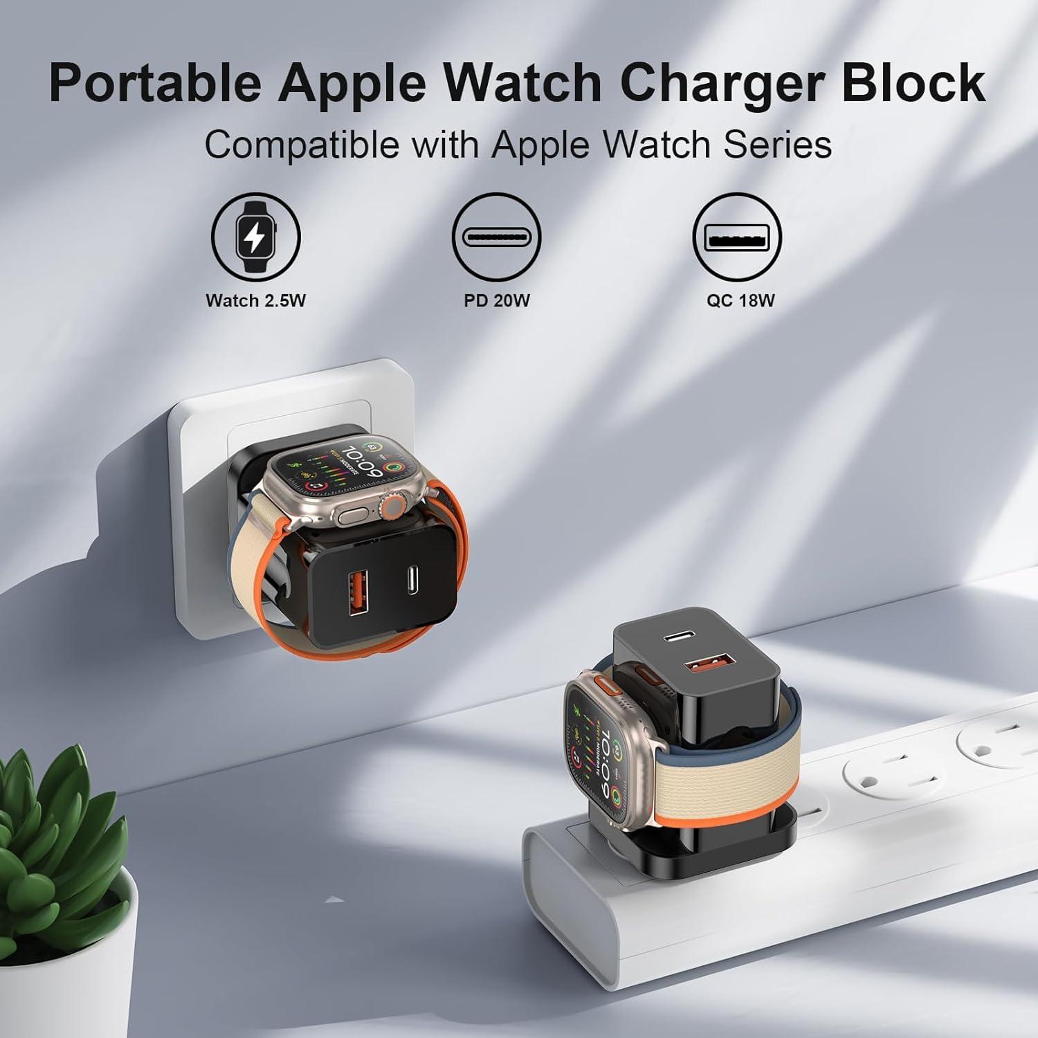 Cargador 3-en-1 HONOT 20W PD para Apple Watch y iPhone Negro