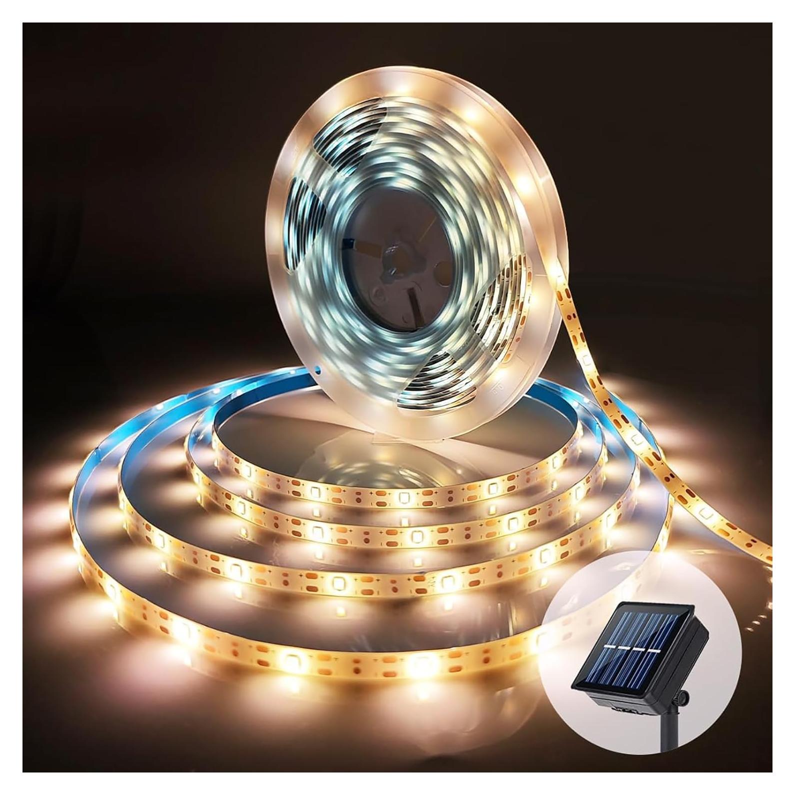 Luces de tira LED solares Ousam 9.8 pies impermeables 8 modos