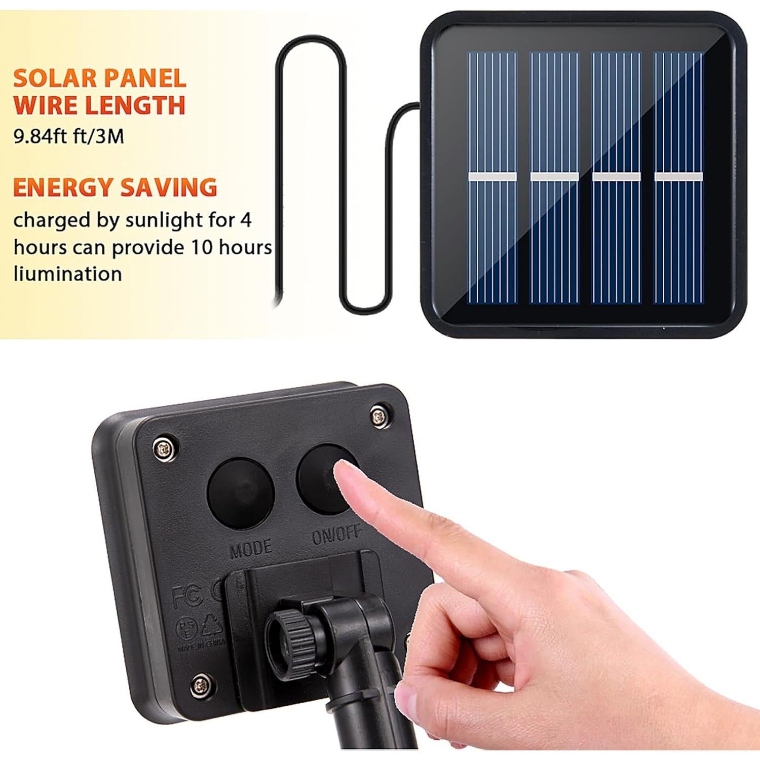 Luces de tira LED solares Ousam 9.8 pies impermeables 8 modos