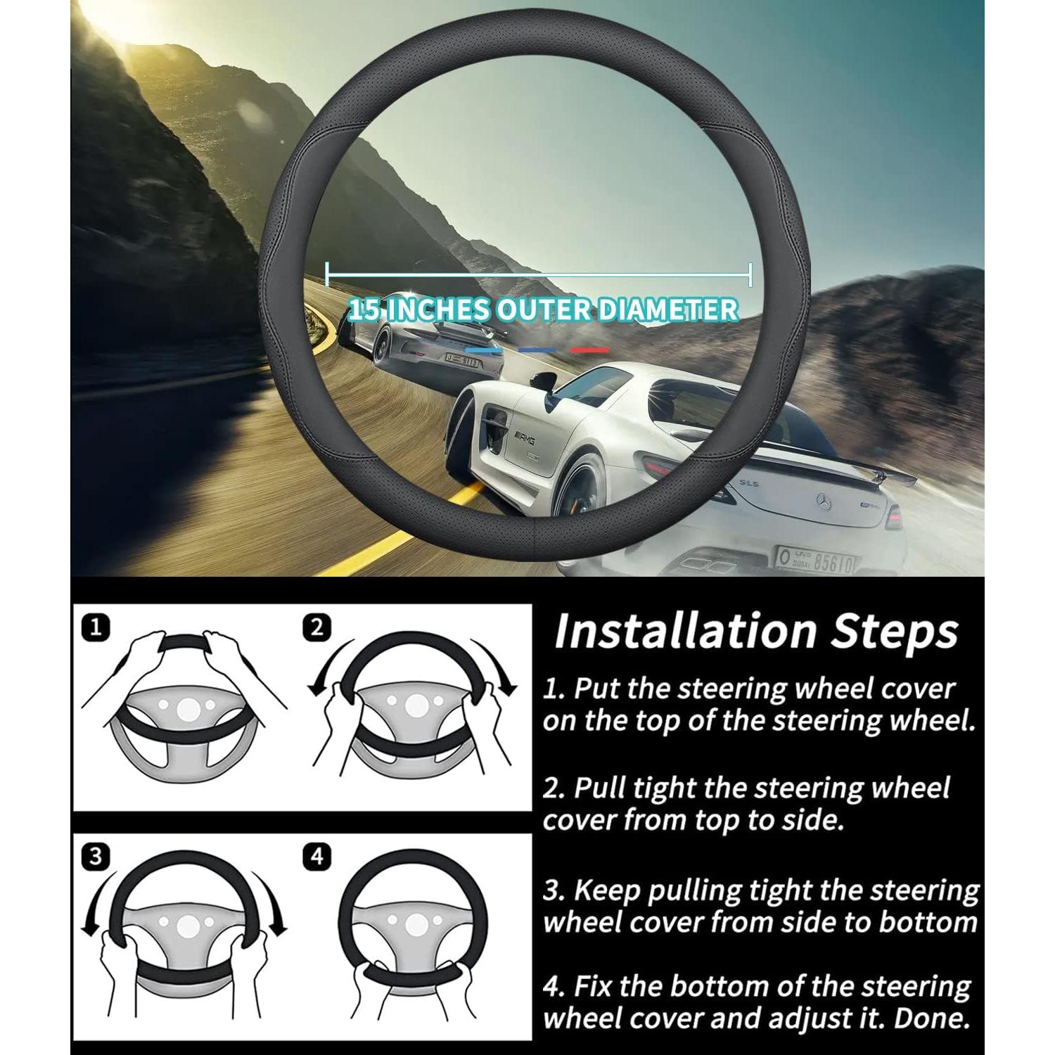 Cubierta de Volante de Cuero Premium Deer Route para Dodge