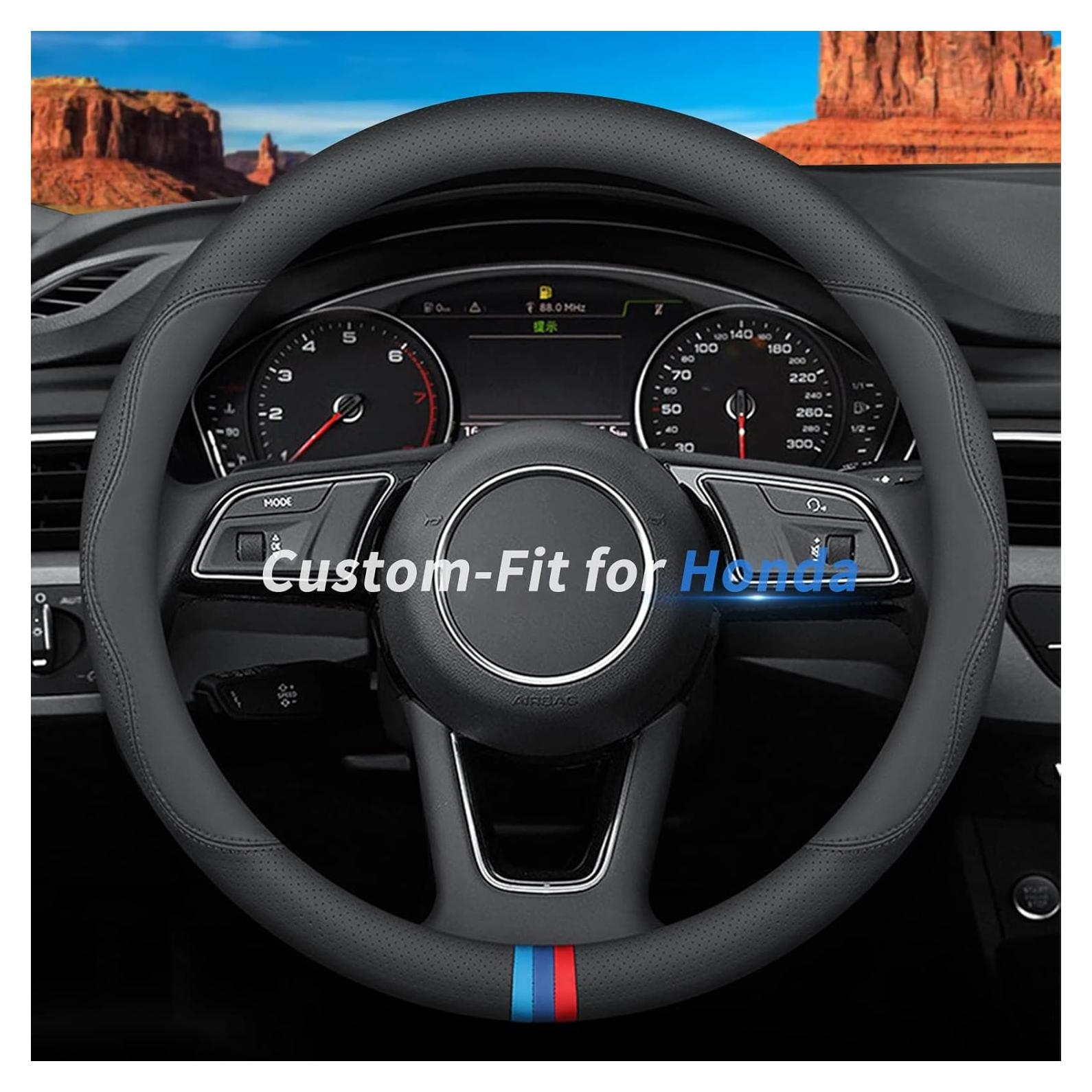 Cubierta de Volante de Cuero Deer Route para Honda - Antideslizante