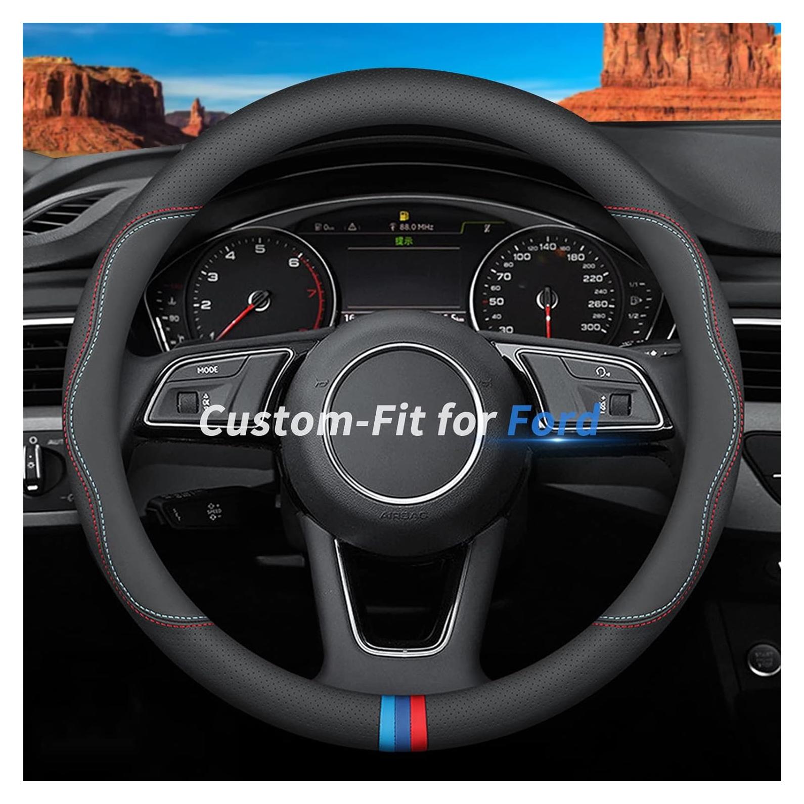 Cubierta de Volante de Cuero Premium Deer Route para Ford