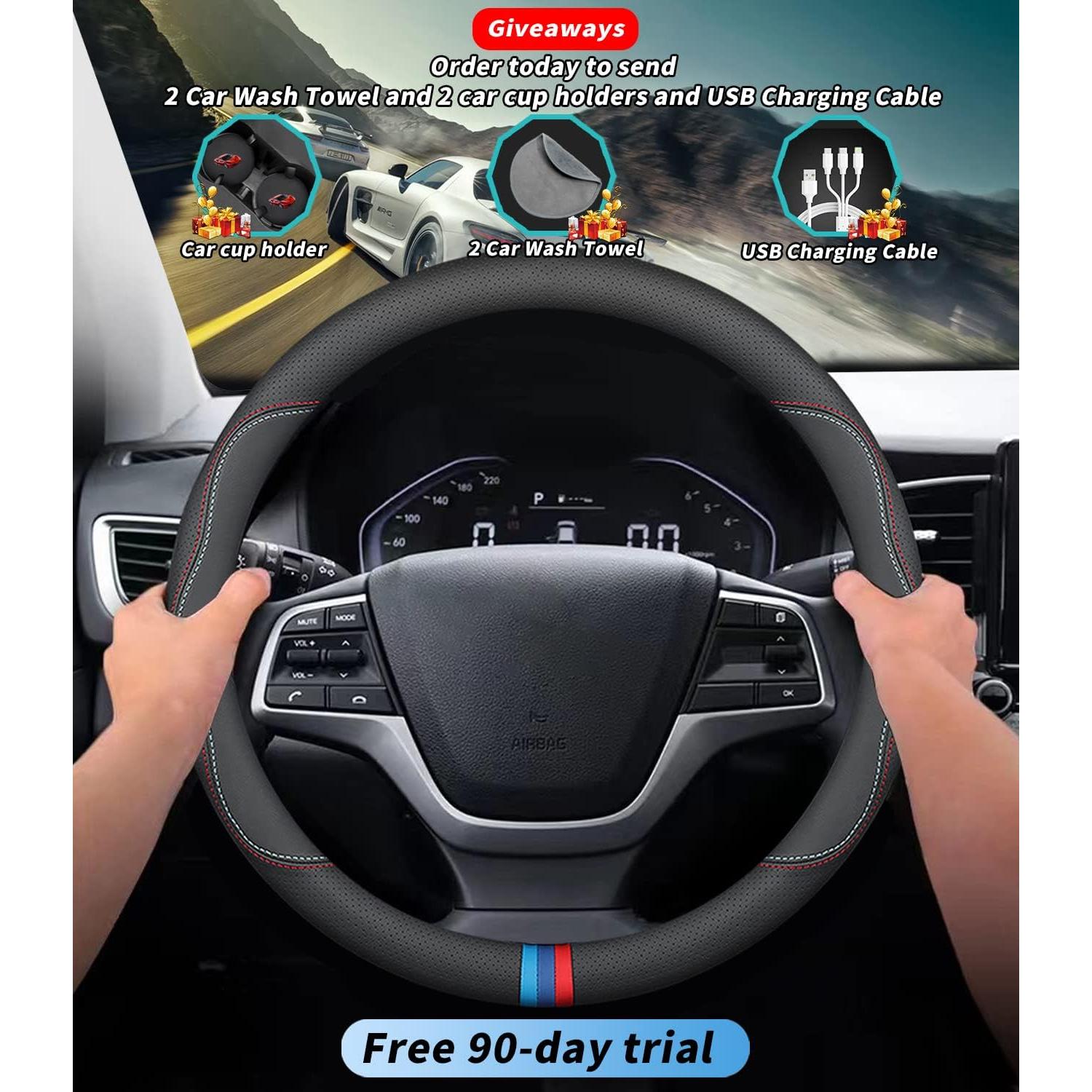 Cubierta de Volante de Cuero Premium Deer Route para Ford