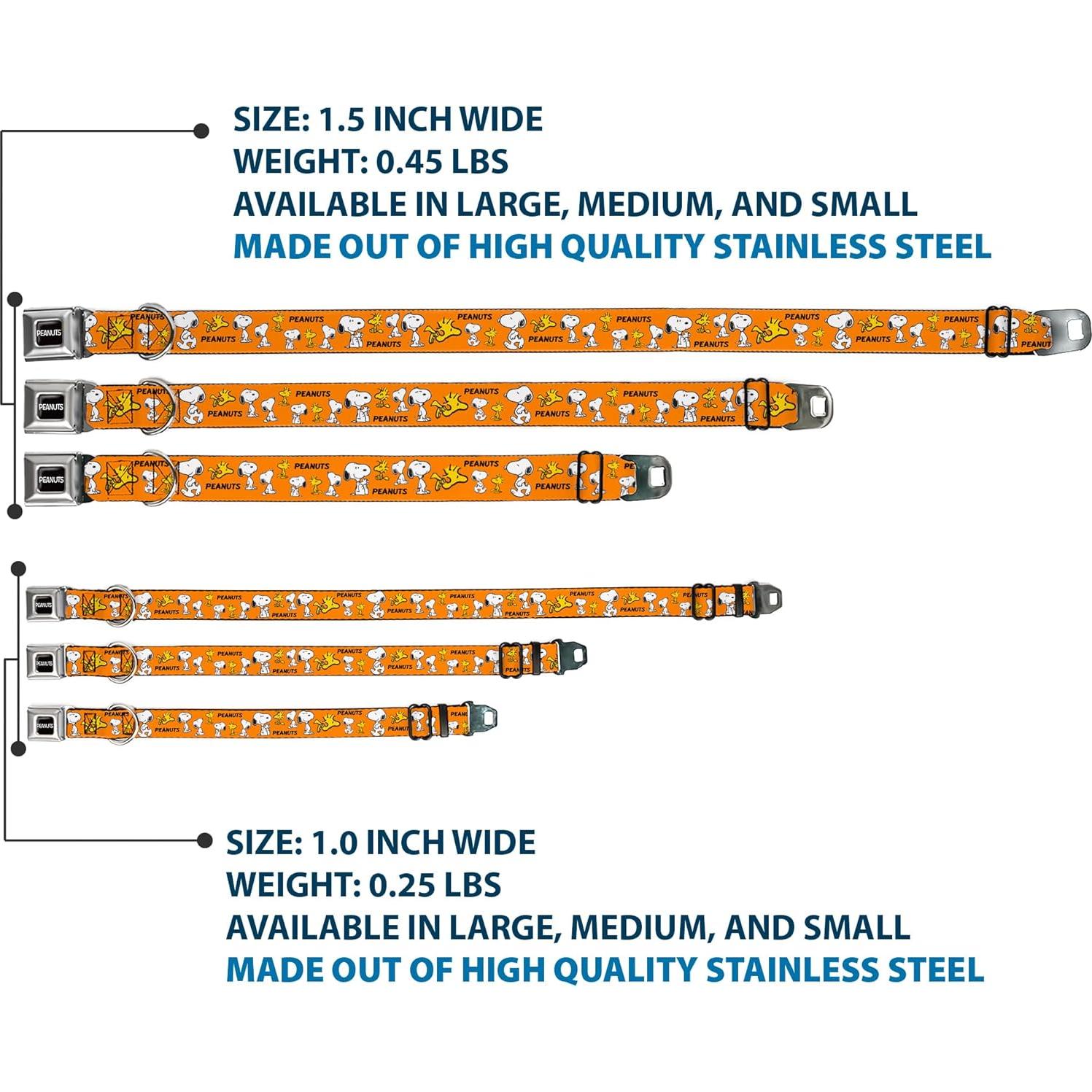 Collar para Perro Peanuts Buckle-Down 24.1-33 cm Naranja