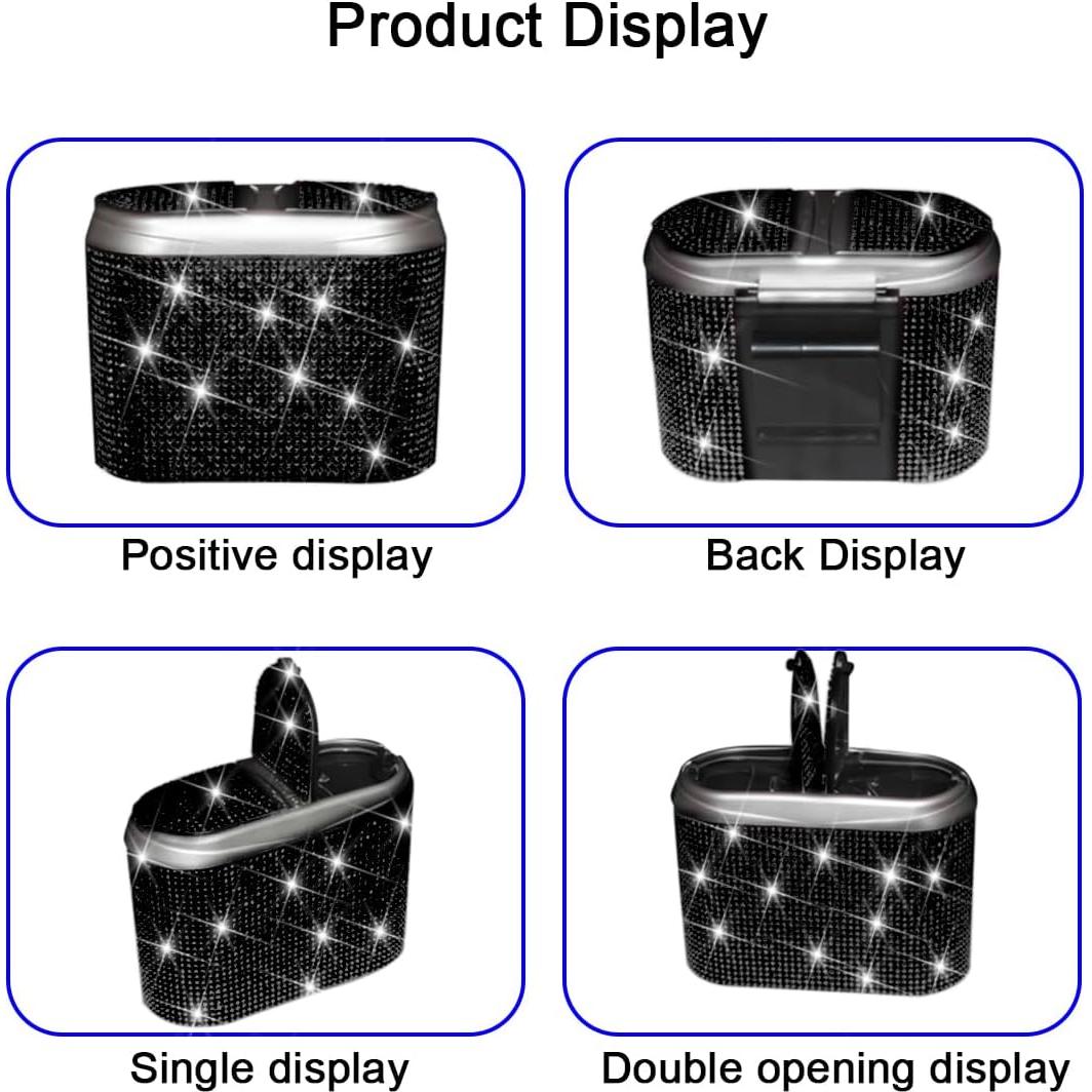 Bote de Basura para Auto Mandark con Tapa - Cristal Brillante Negro