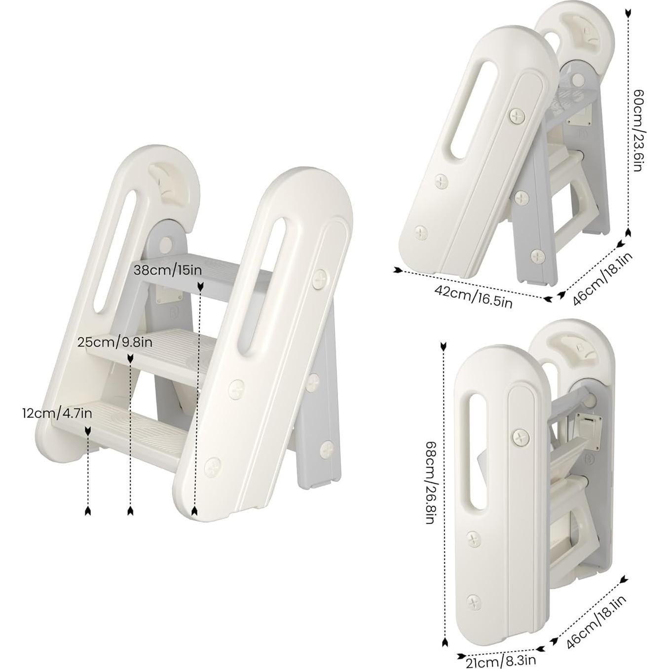 Escalera Plegable para Niños Gris - Ajustable y Antideslizante