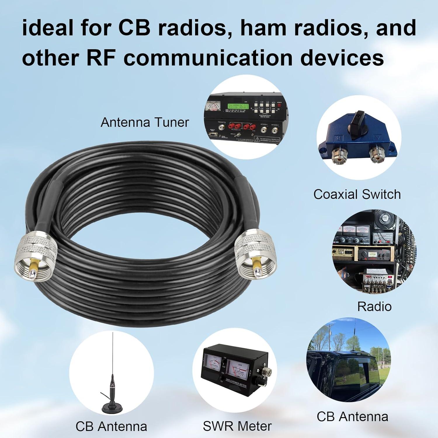Cable Coaxial RG58 50 Ohm XRDS-RF 30.48 cm 2 Piezas con Conectores UHF