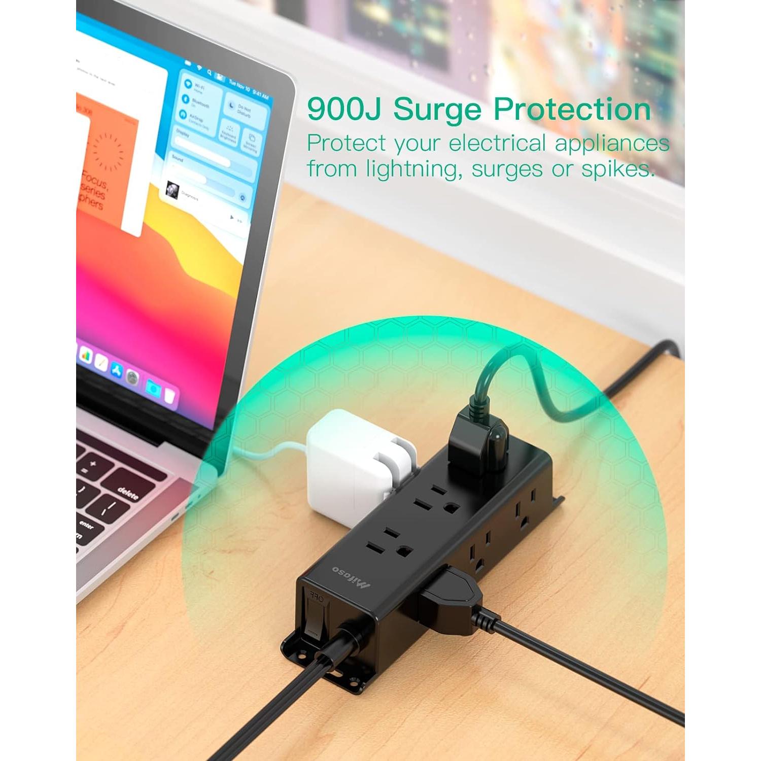 Regleta de Protección Mifaso 9 Salidas 5 Pies Montaje Pared