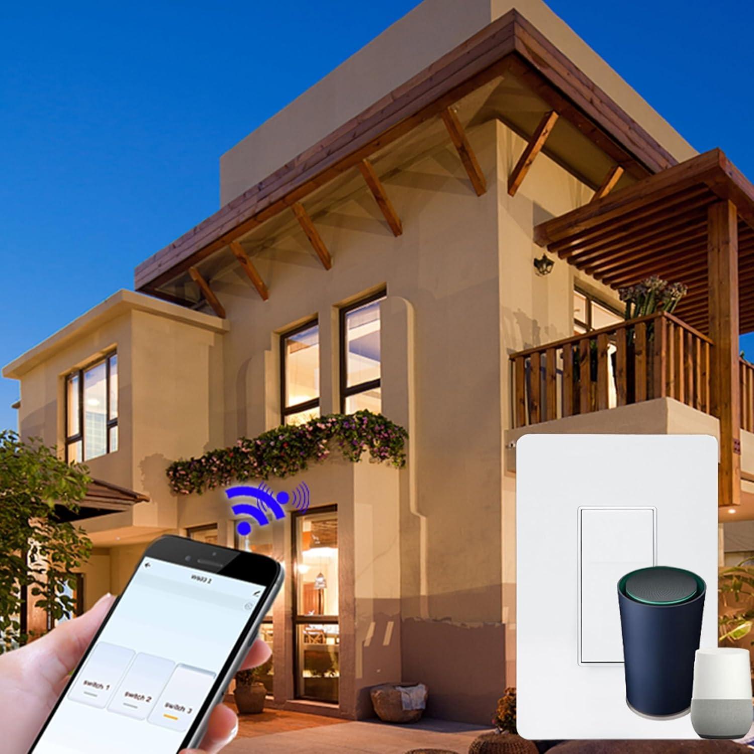 Interruptor de Luz Inteligente WiFi 3 Vías Youngzuth Sin Neutro