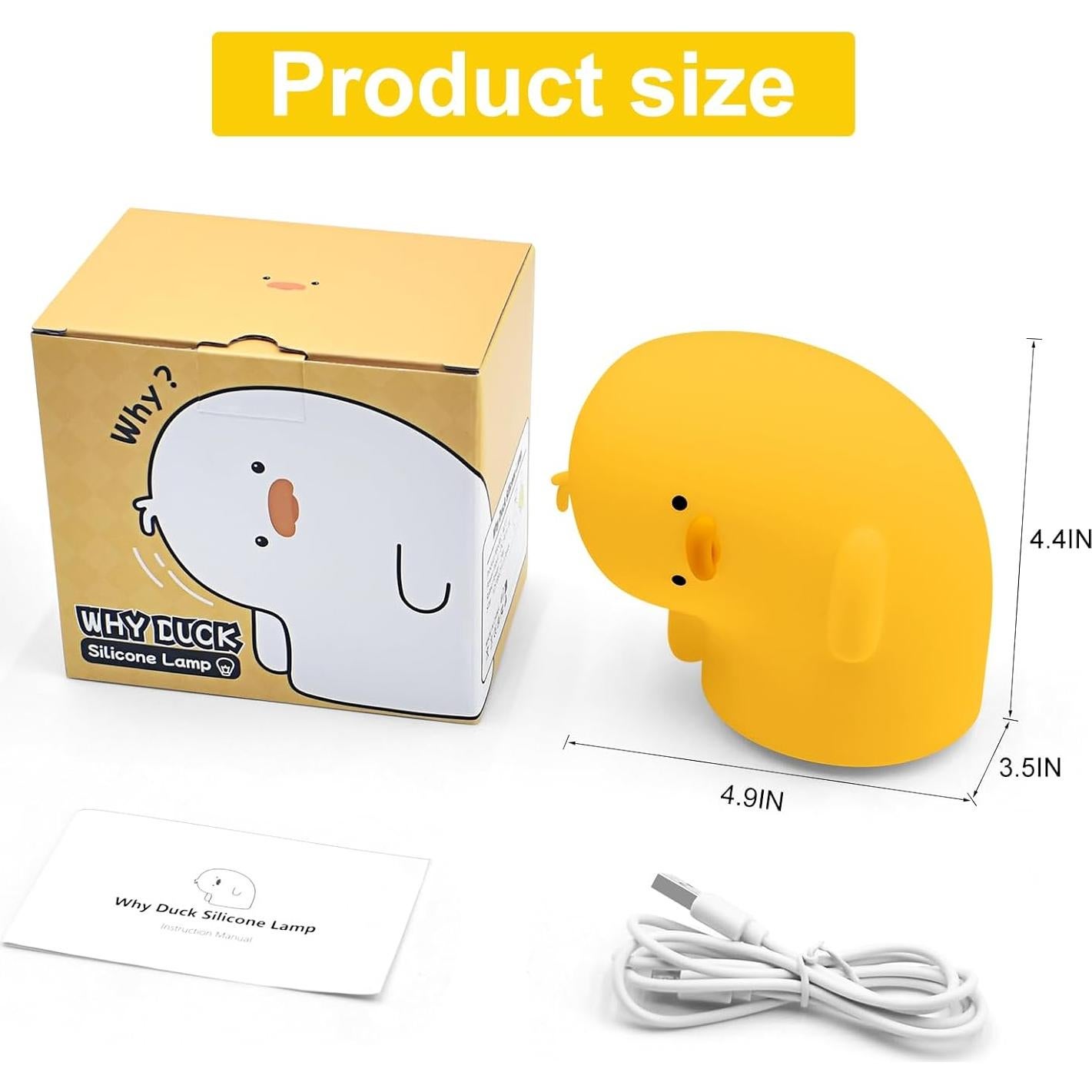 Luz Nocturna Pato Why Duck Etlephe Recargable Amarillo