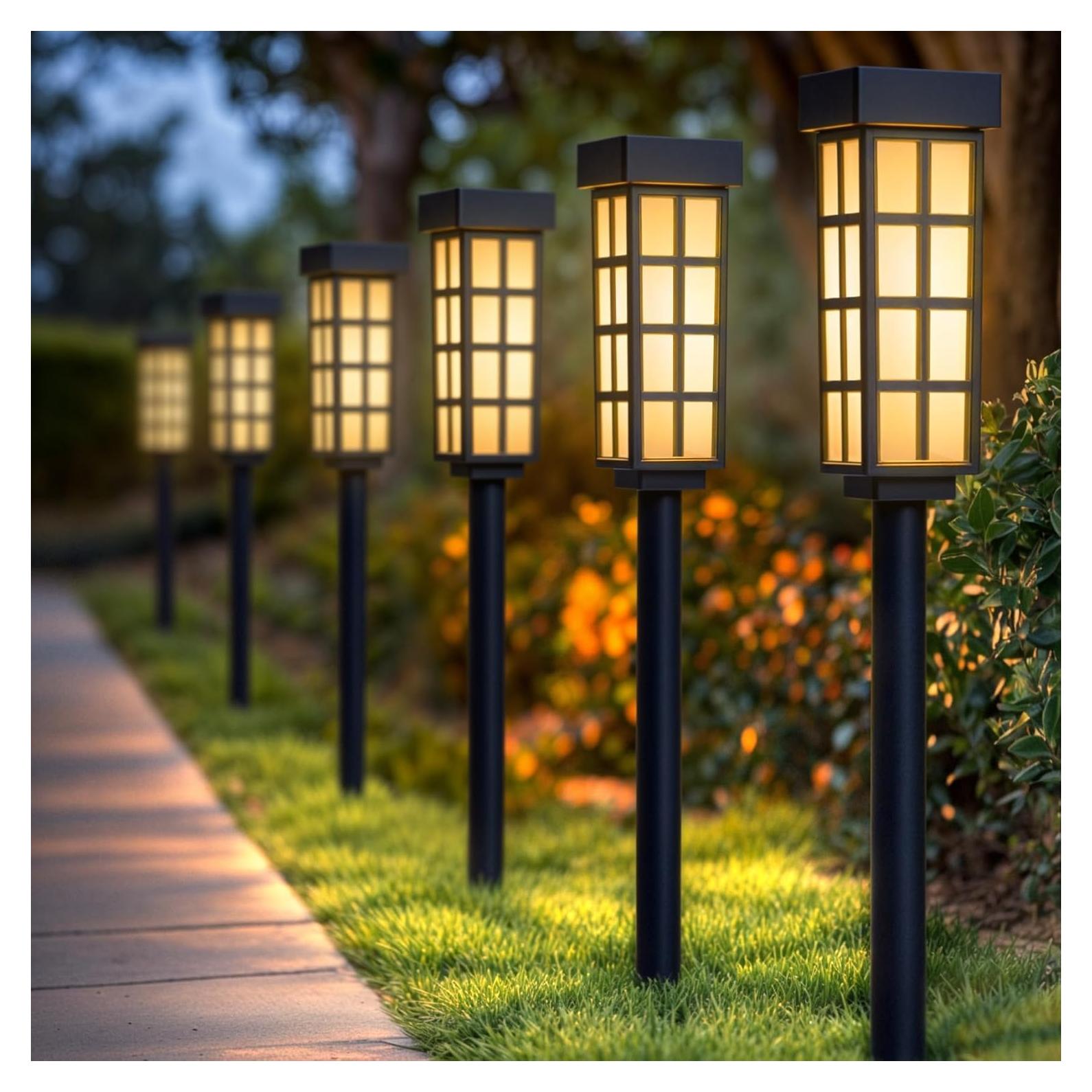 Luces de Camino Solares PASAMIC 24" 8 Unidades IP65 Jardín