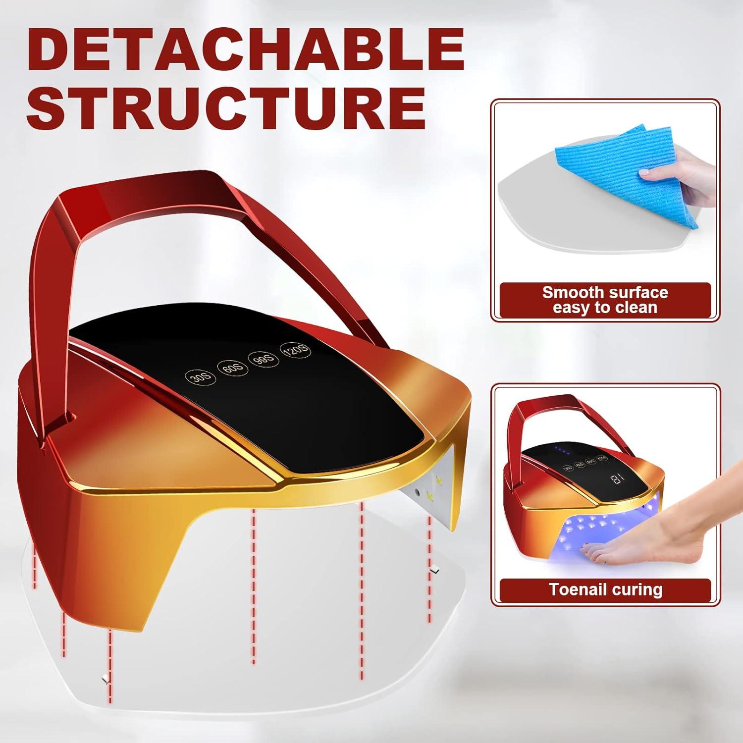 Lámpara de Uñas LED Inalámbrica LINSSY 96W Rojo con Mango