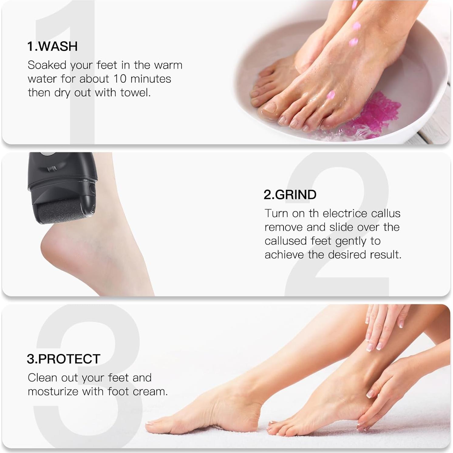 Removedor Eléctrico de Callos BDFDSJ Negro, Kit Pedicura Profesional