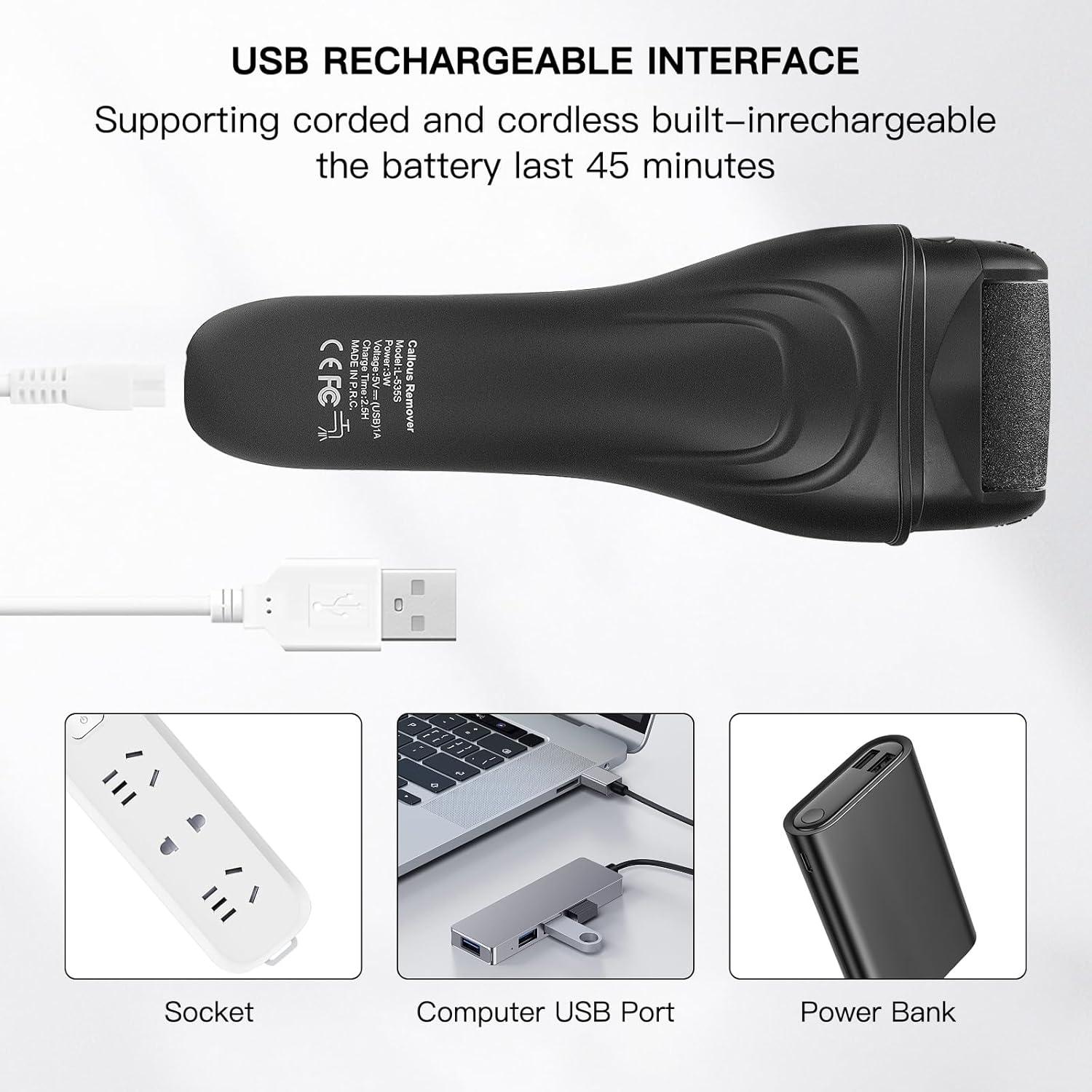 Removedor Eléctrico de Callos BDFDSJ Negro, Kit Pedicura Profesional