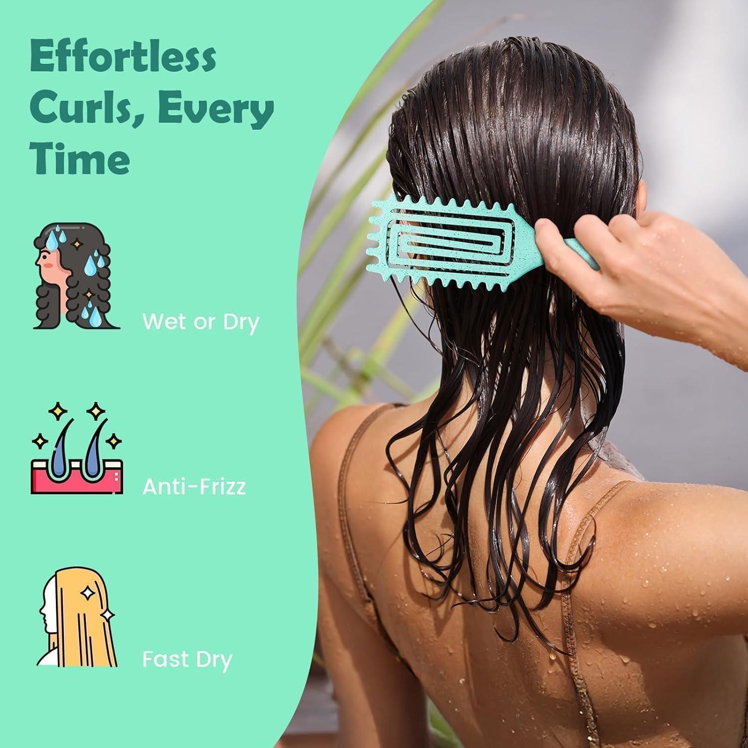 Cepillo Definidor de Rizos ABOYOY Verde 26.5x7.5cm 77g