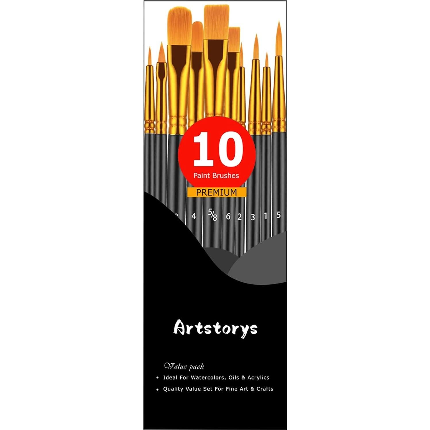 Juego de Pinceles Artstorys 10 Piezas para Pintura Acrílica