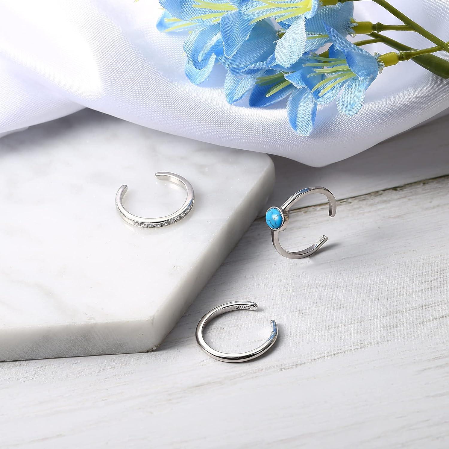 Anillos de Dedo del Pie Milacolato Plata Esterlina 18K Turquesa