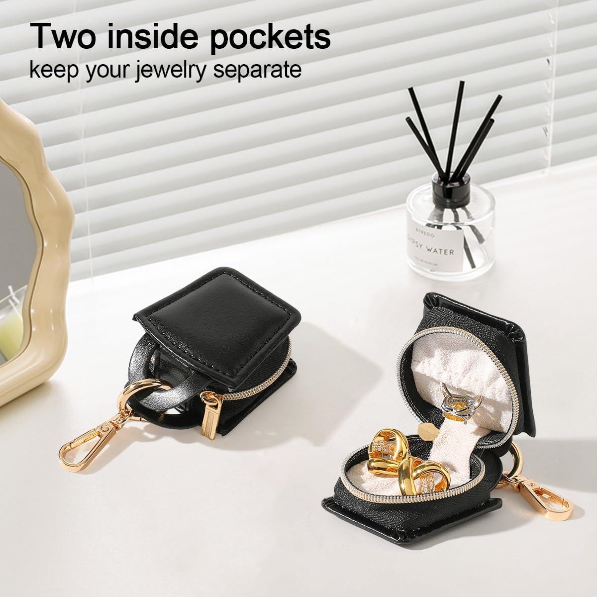 Estuche de Joyas Portátil GELVTIC Negro Cuero Sintético 5x5x3cm