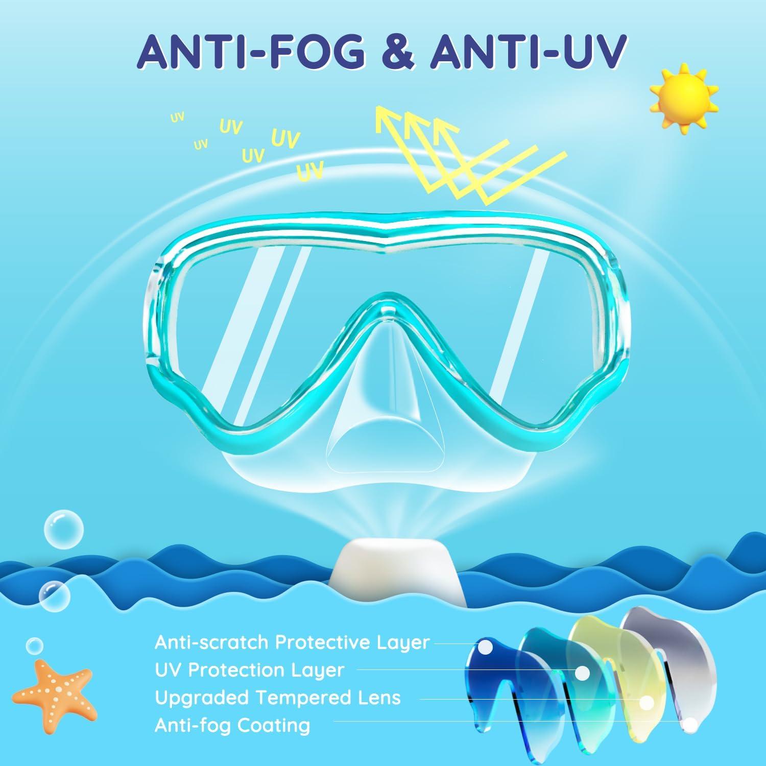 Gafas de natación MOMUSE para niños 3-14 años, azul, a prueba de fugas