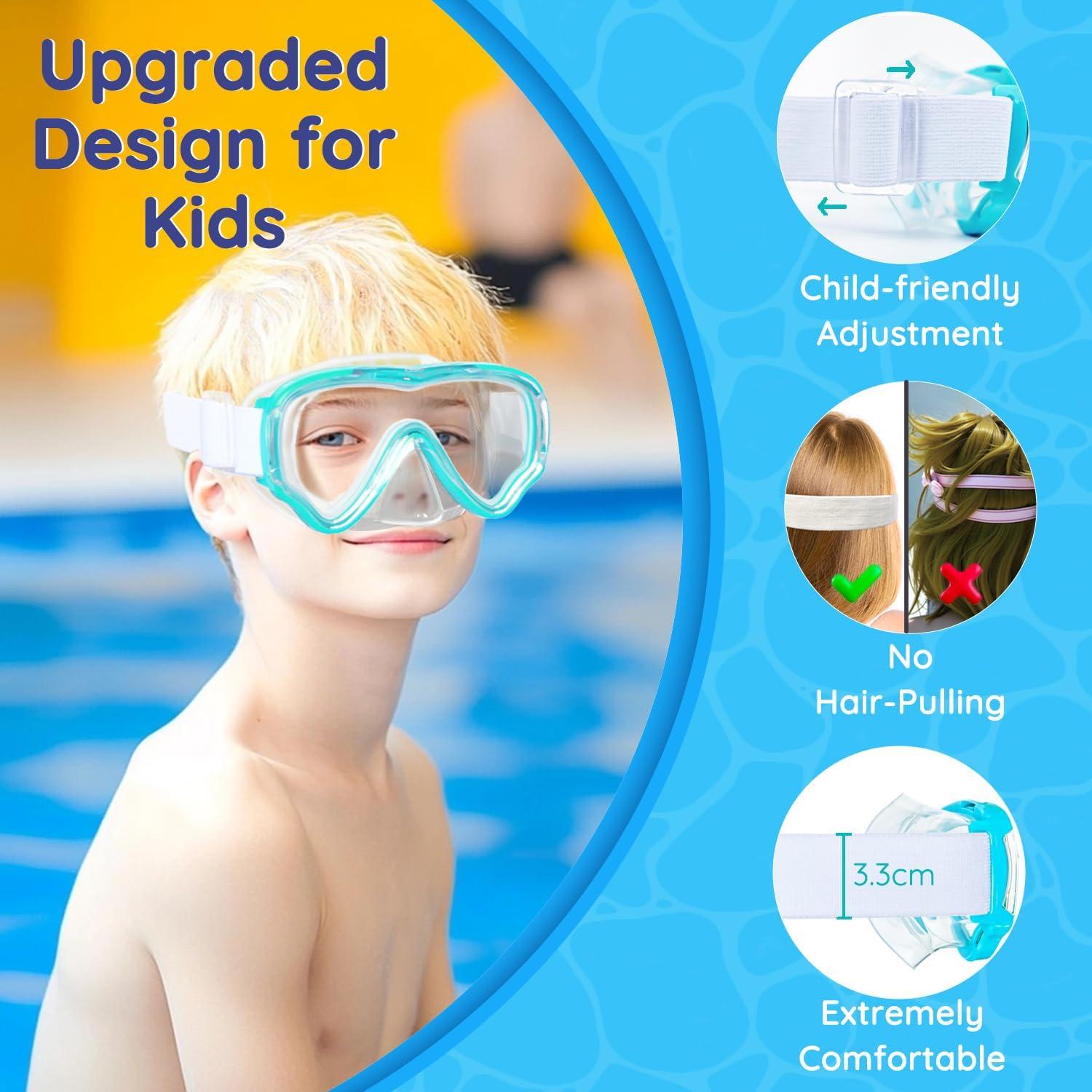 Gafas de natación MOMUSE para niños 3-14 años, azul, a prueba de fugas