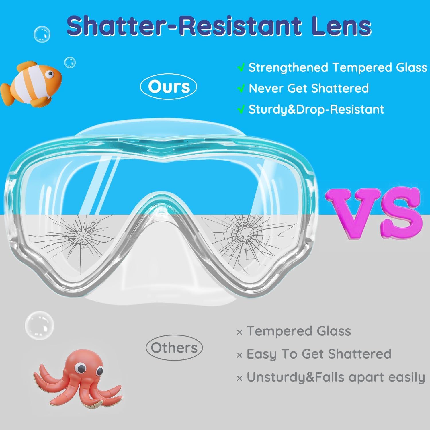 Gafas de natación MOMUSE para niños 3-14 años, azul, a prueba de fugas