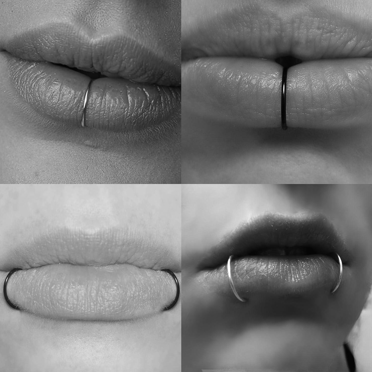Piercing Falso de Labio y Nariz QWALIT - 6 Piezas Plata