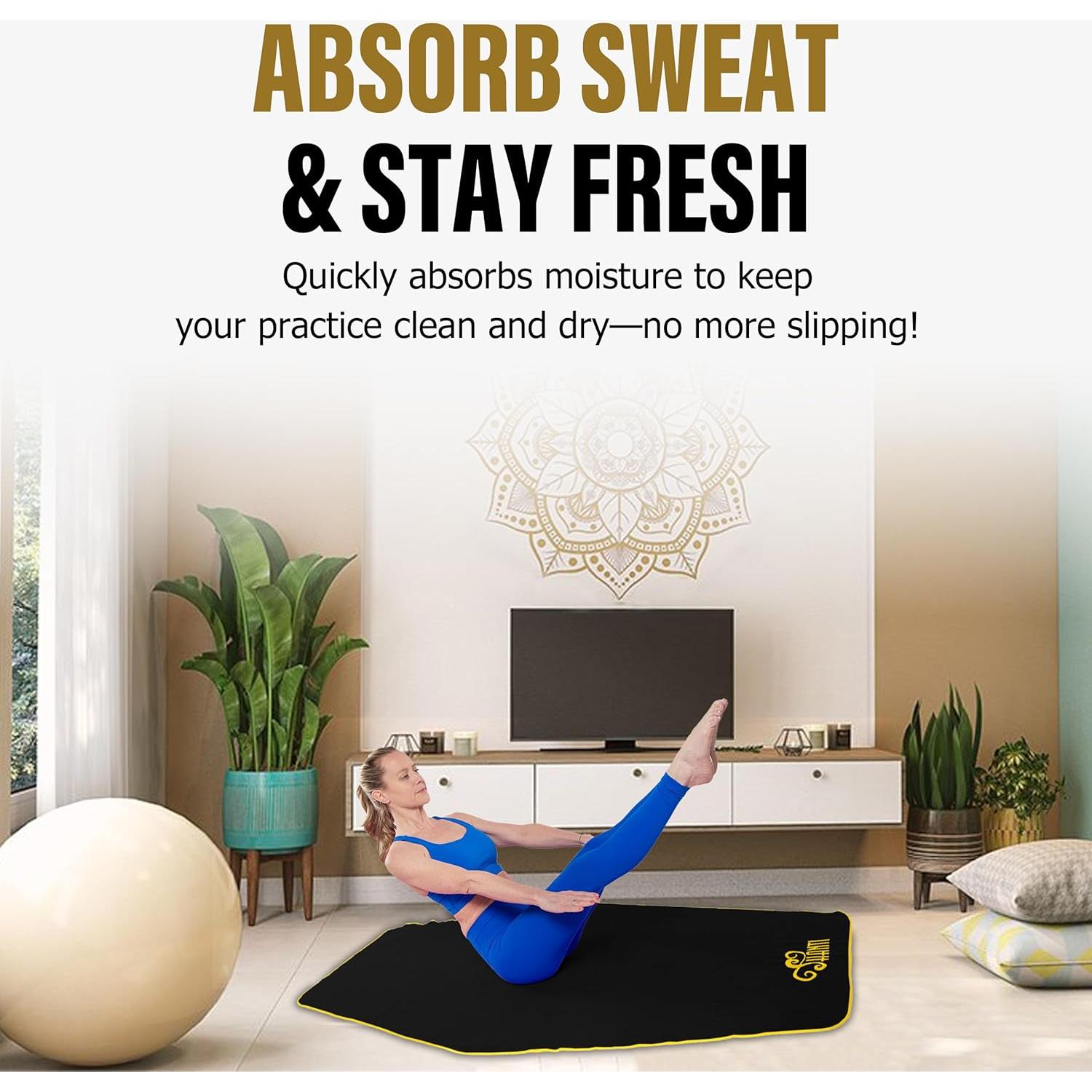 Toalla de Yoga Shanti Negra Antideslizante Microfibra 30x30 cm