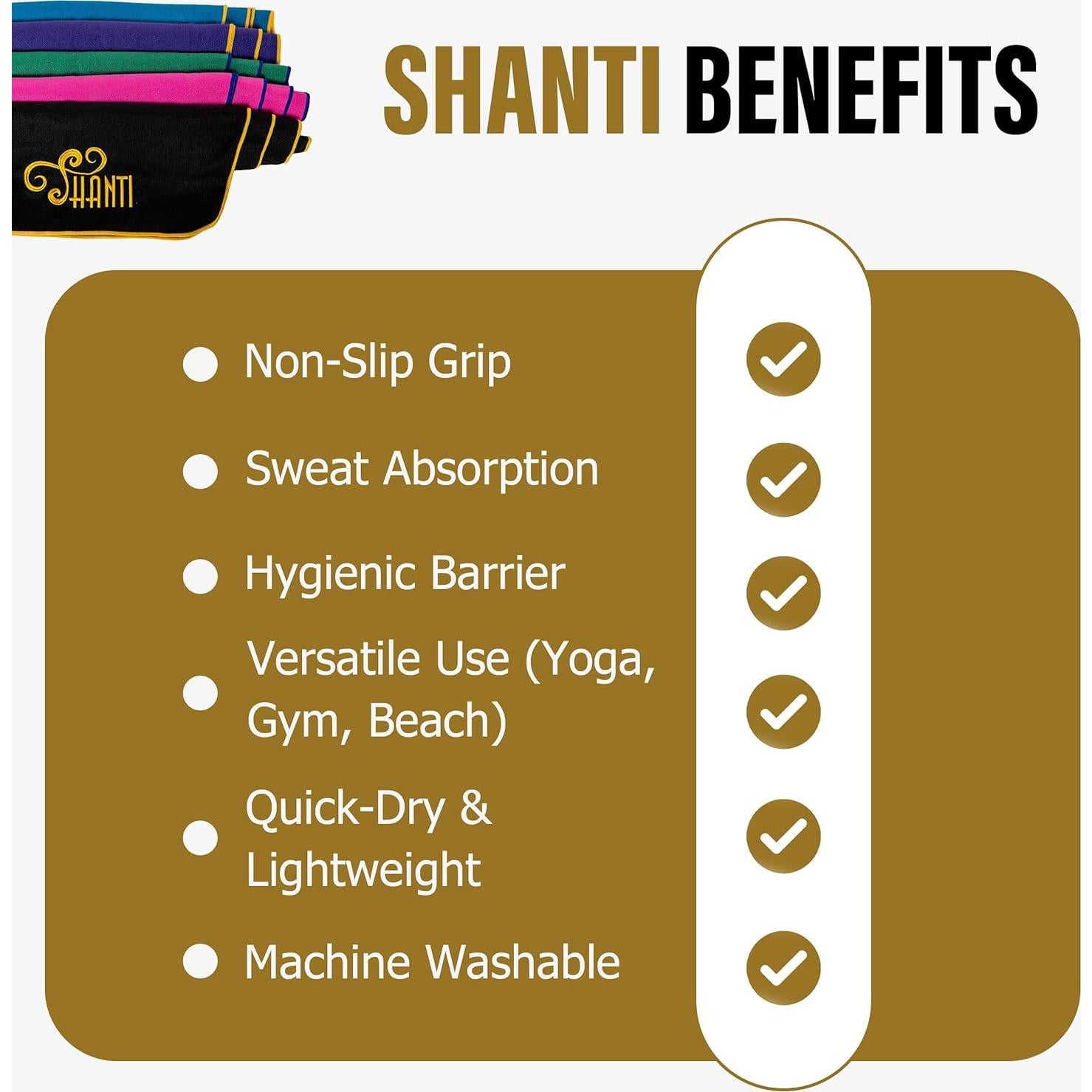 Toalla de Yoga Shanti Negra Antideslizante Microfibra 30x30 cm