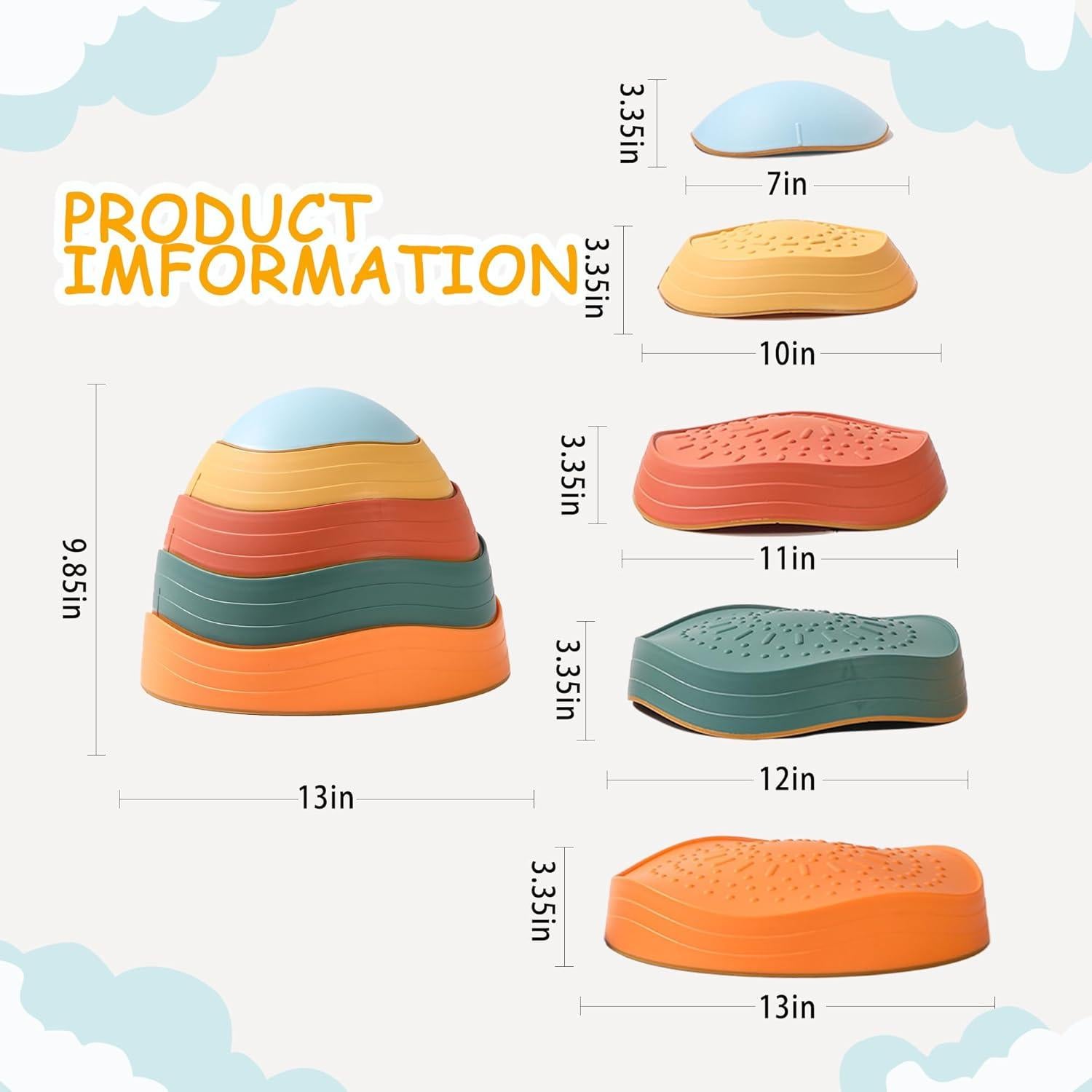 Piedras de Equilibrio Antideslizantes LoomLark 5 Pcs Juguetes Niños