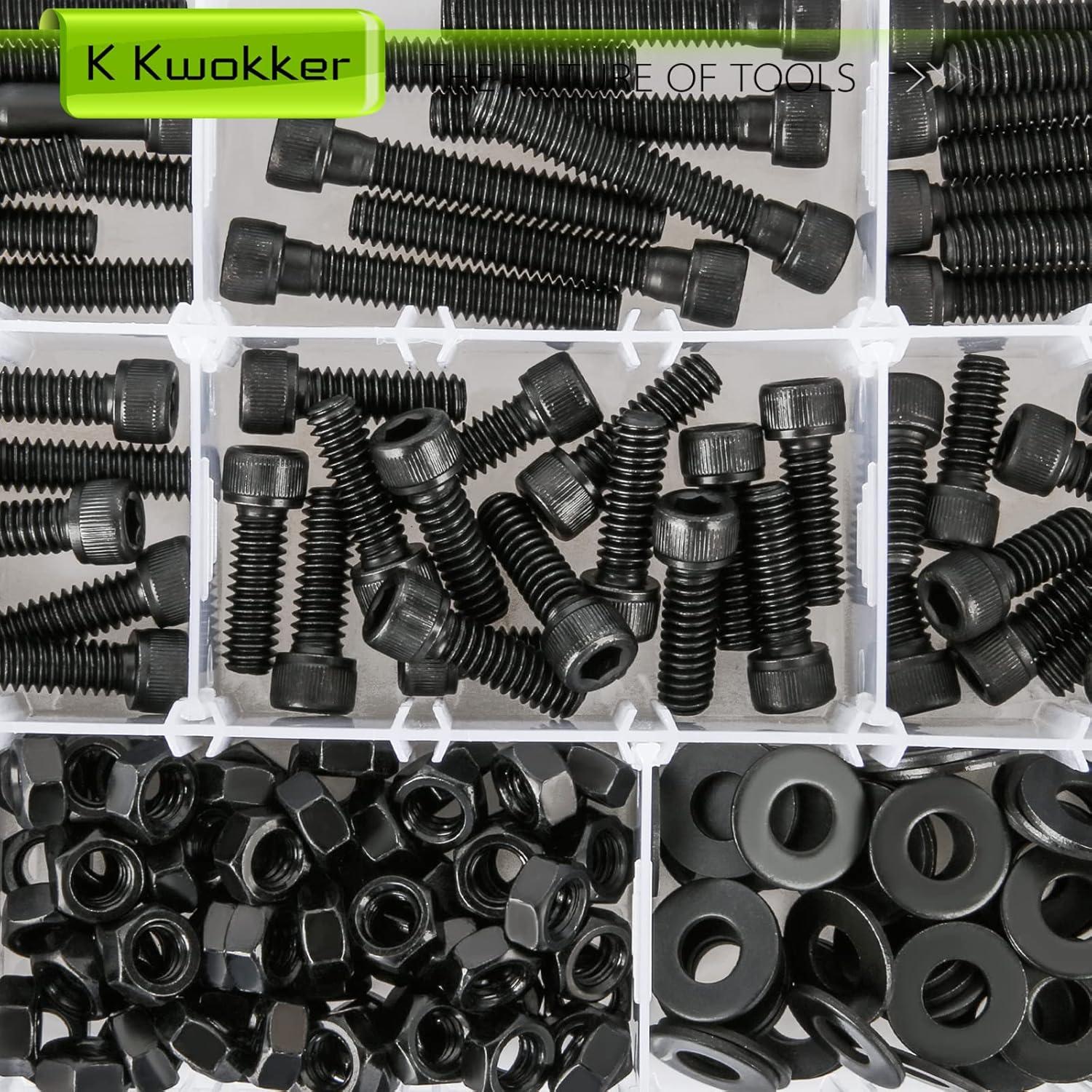 Kit de Tornillos Hexagonales K Kwokker 1/4-20 Acero 220Pcs