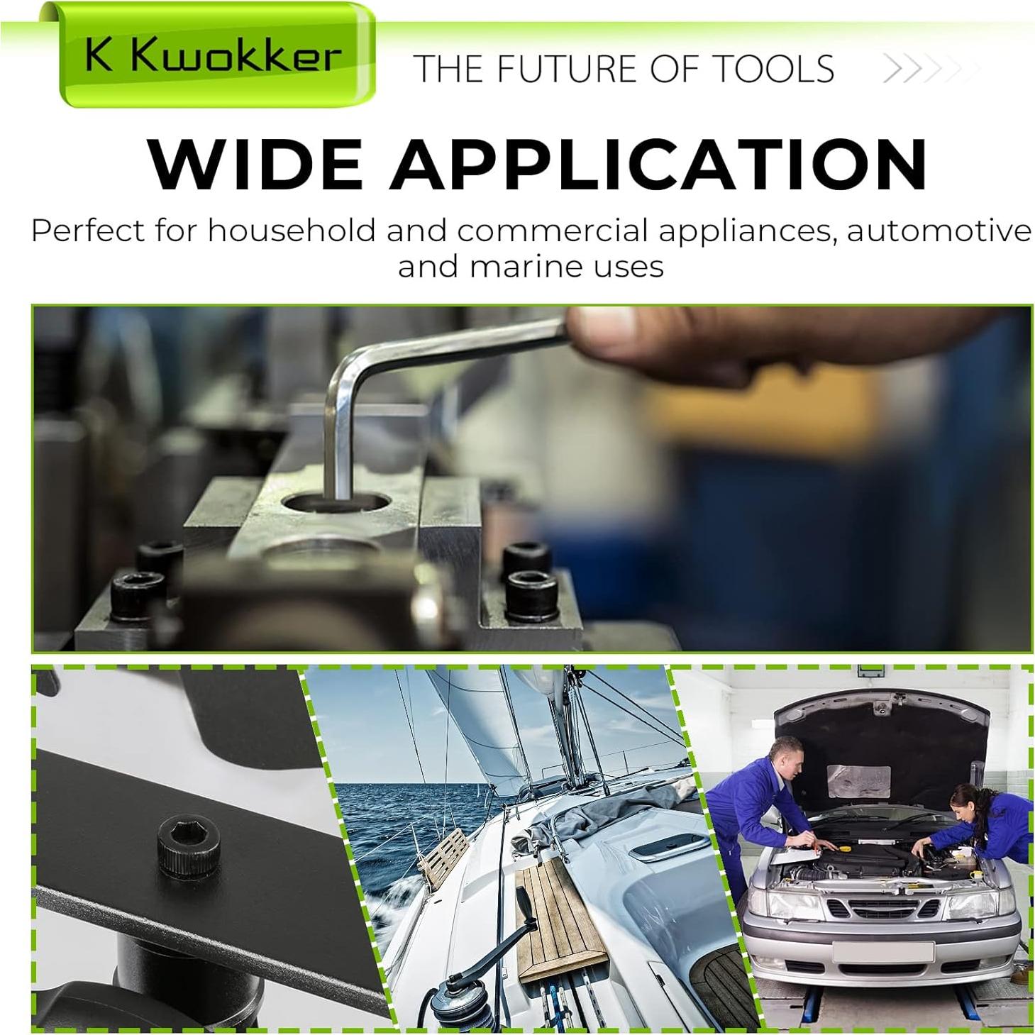 Kit de Tornillos Hexagonales K Kwokker 1/4-20 Acero 220Pcs