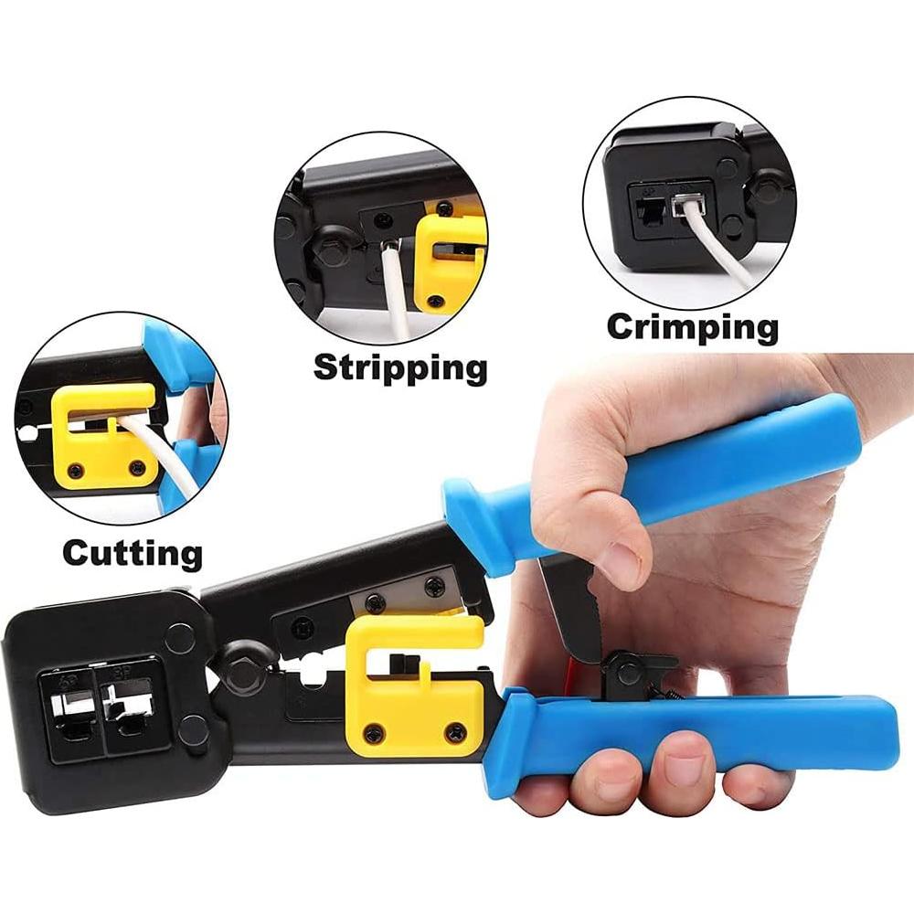 Crimpadora Ethernet LSLANSOON RJ45 Cat6 Cat5e con 102 Piezas