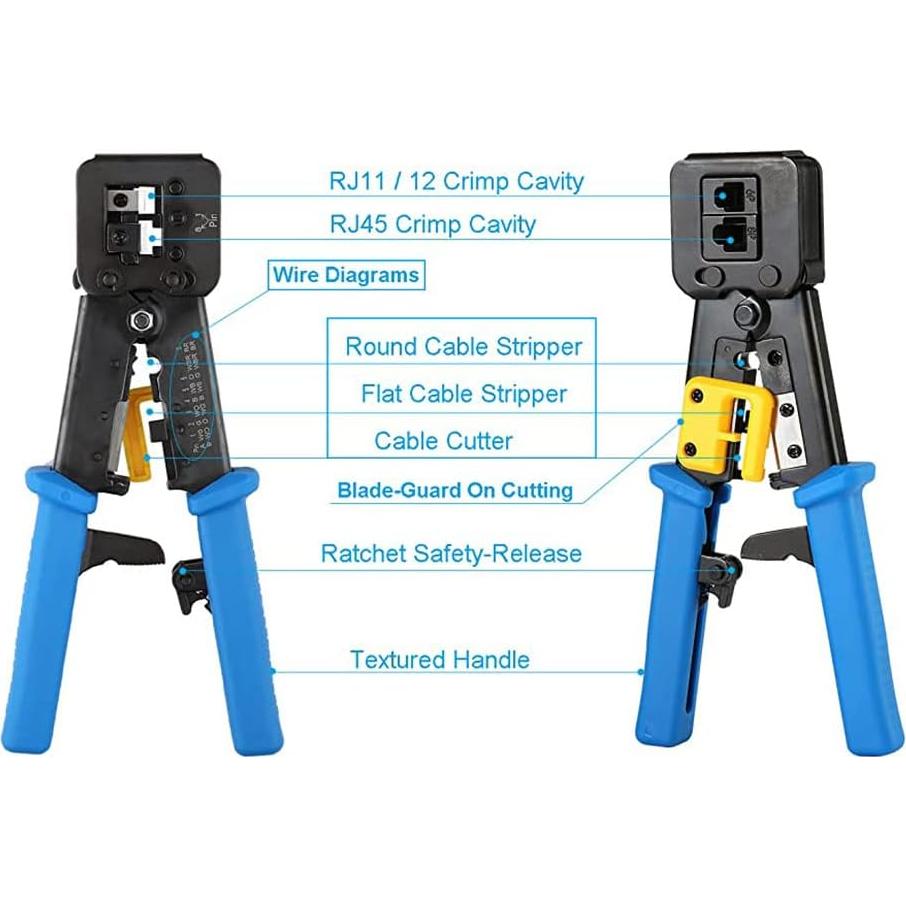 Crimpadora Ethernet LSLANSOON RJ45 Cat6 Cat5e con 102 Piezas