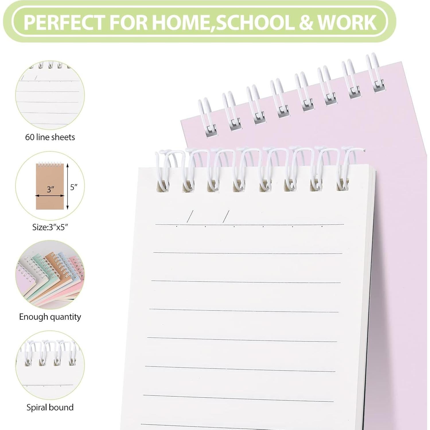 Cuadernos Espirales Ddaowanx 3x5" Rayados - 8 Colores