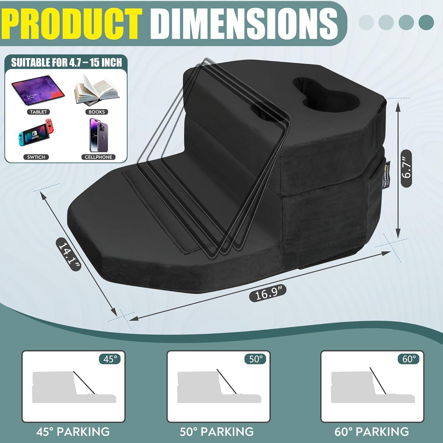 Soporte para Tazas y Tabletas TabCouchCaddy Negro - 7 Portavasos