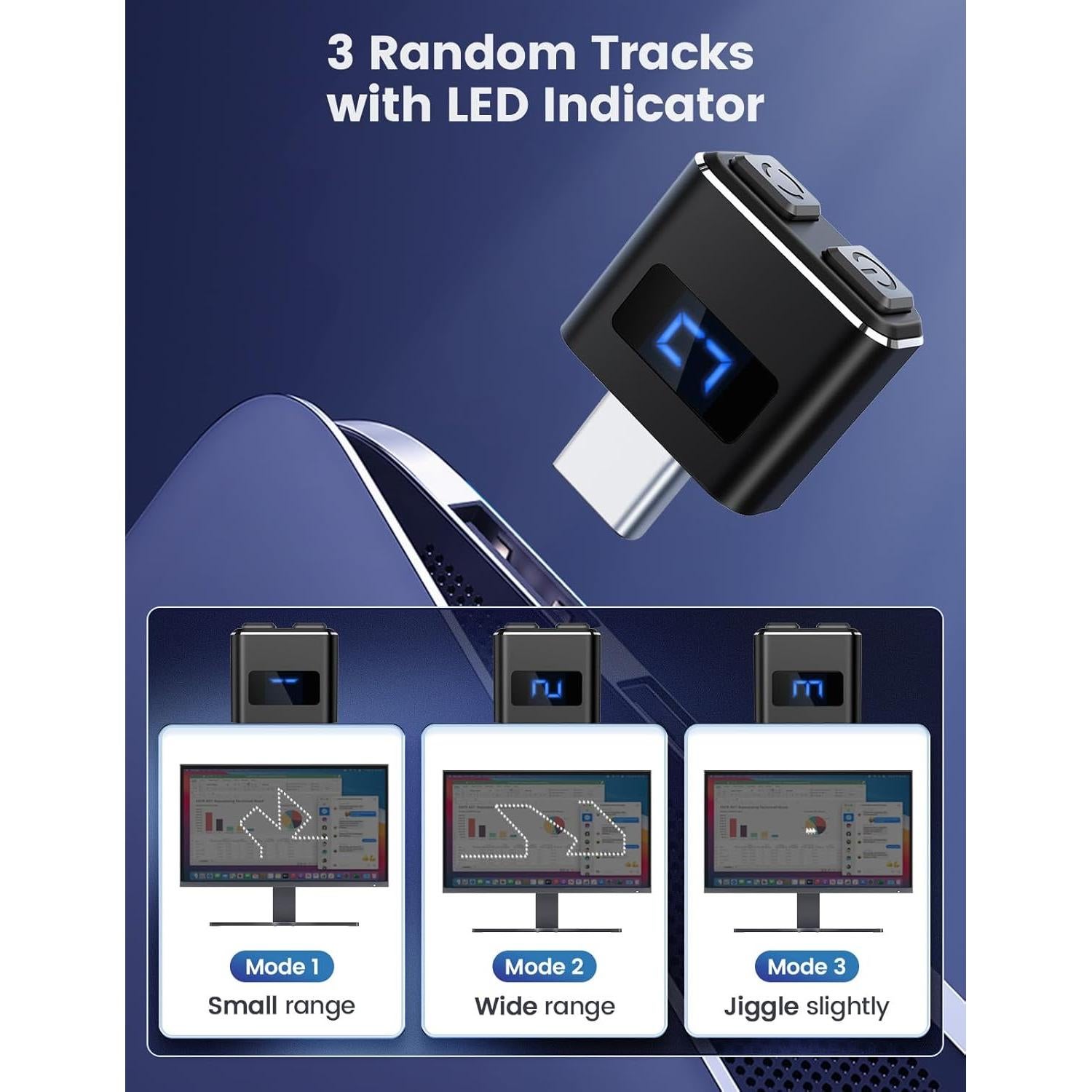 Mouse Jiggler Meatanty USB C Indetectable Azul con LED