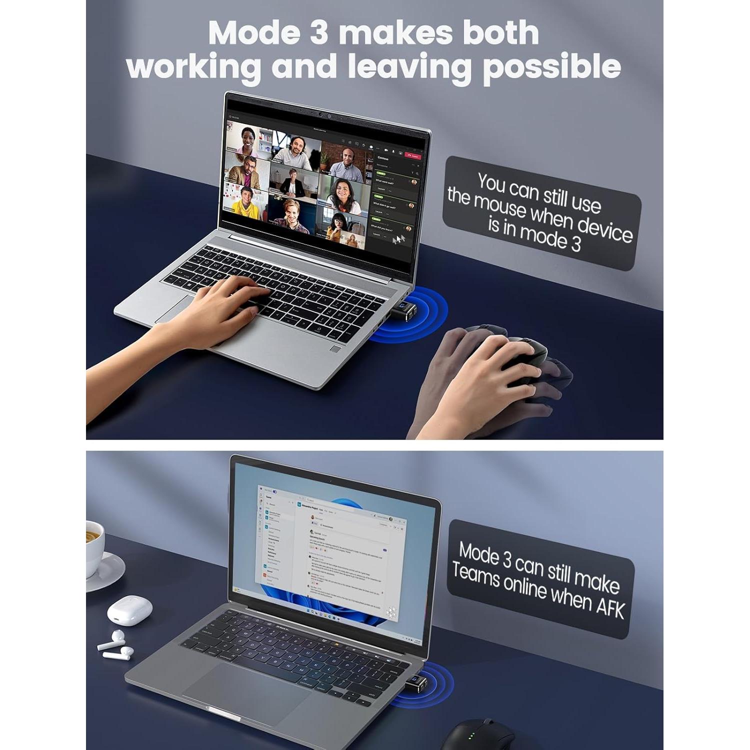 Mouse Jiggler Meatanty USB C Indetectable Azul con LED